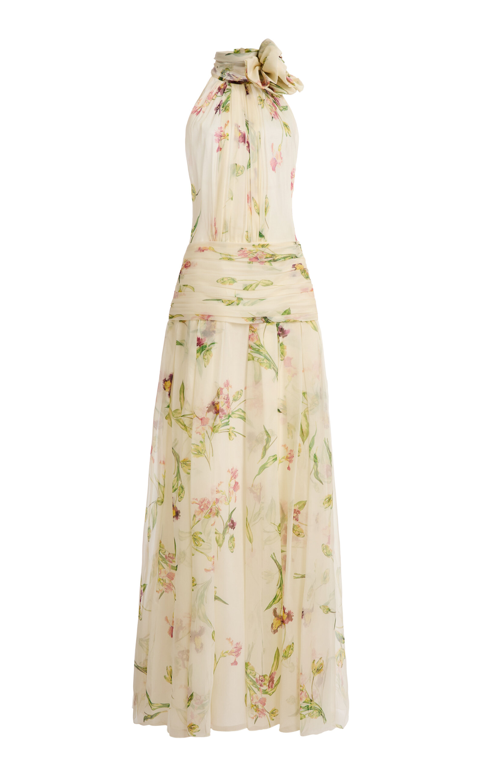Zuhair Murad - Organza Draped Silk Maxi Dress - Print - FR 36 - Moda Operandi