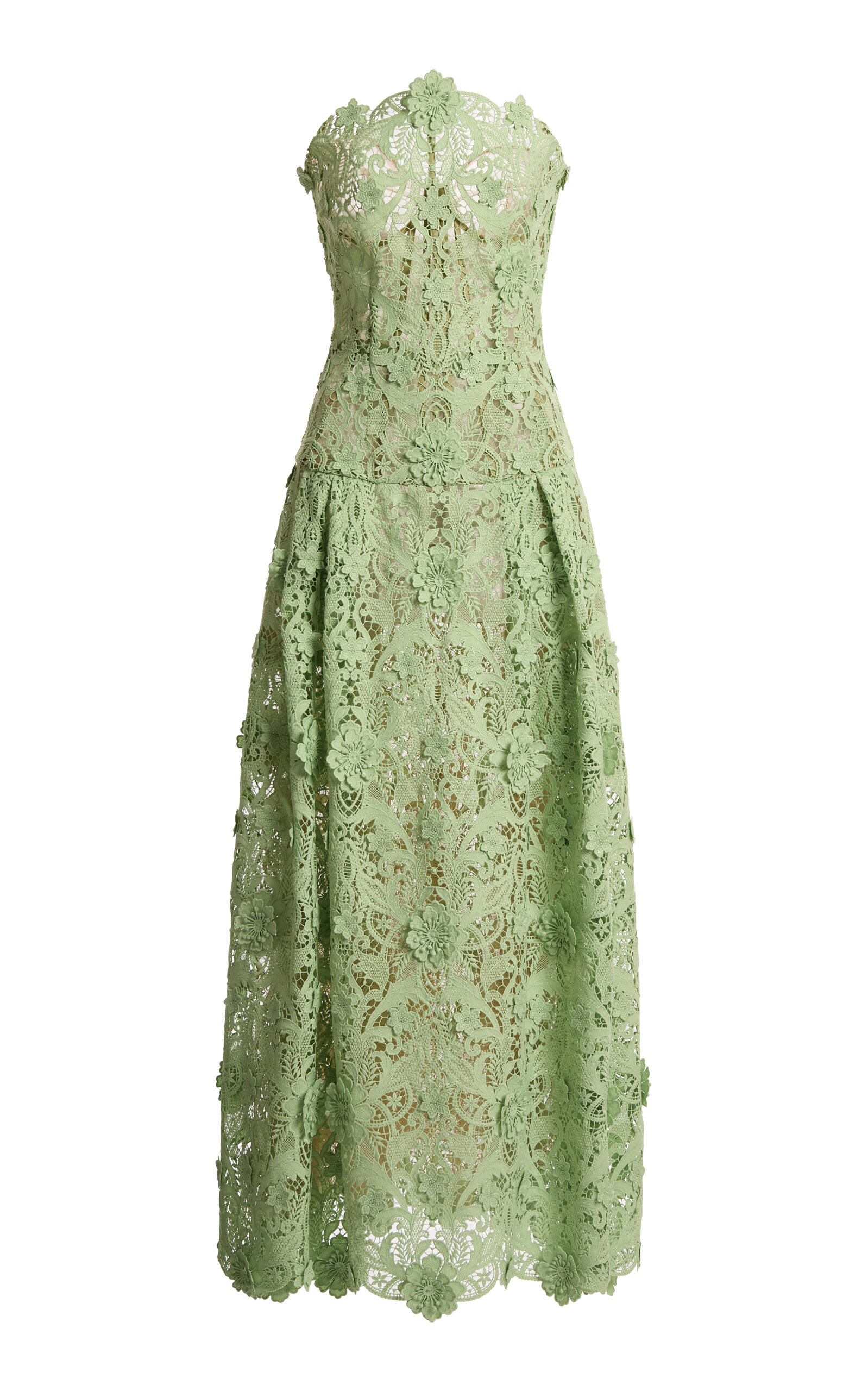 Zuhair Murad - Corseted Silk-Blend Macrame Midi Dress - Green - FR 36 - Moda Operandi