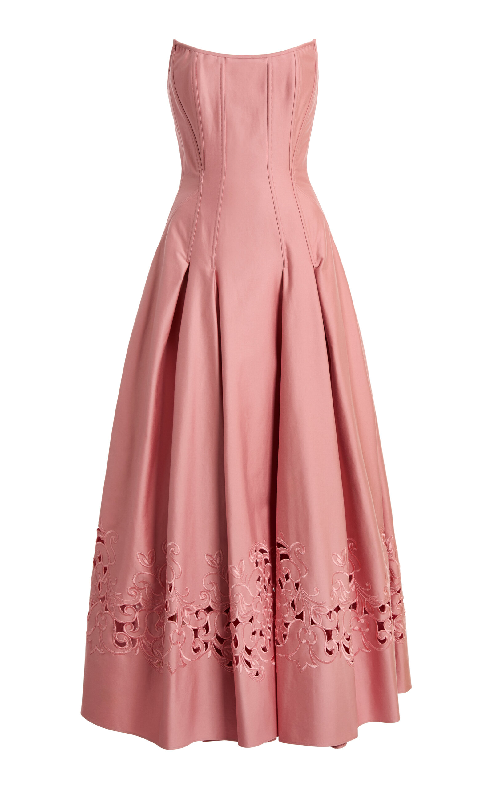 Zuhair Murad Cotton Flower-Embroidered Silk-Blend Midi Dress