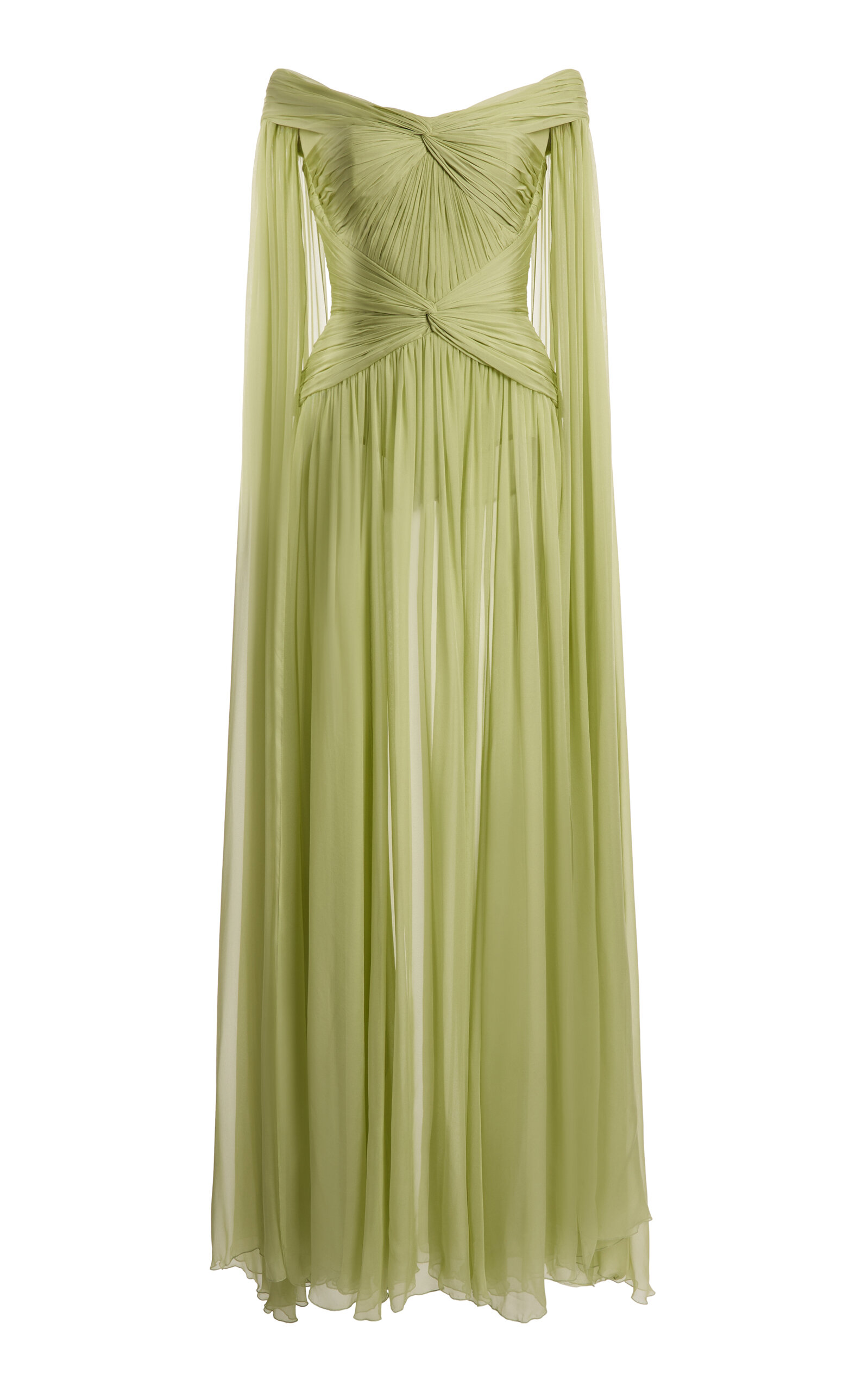 Zuhair Murad Chiffon Off-Shoulder Draped Long Dress