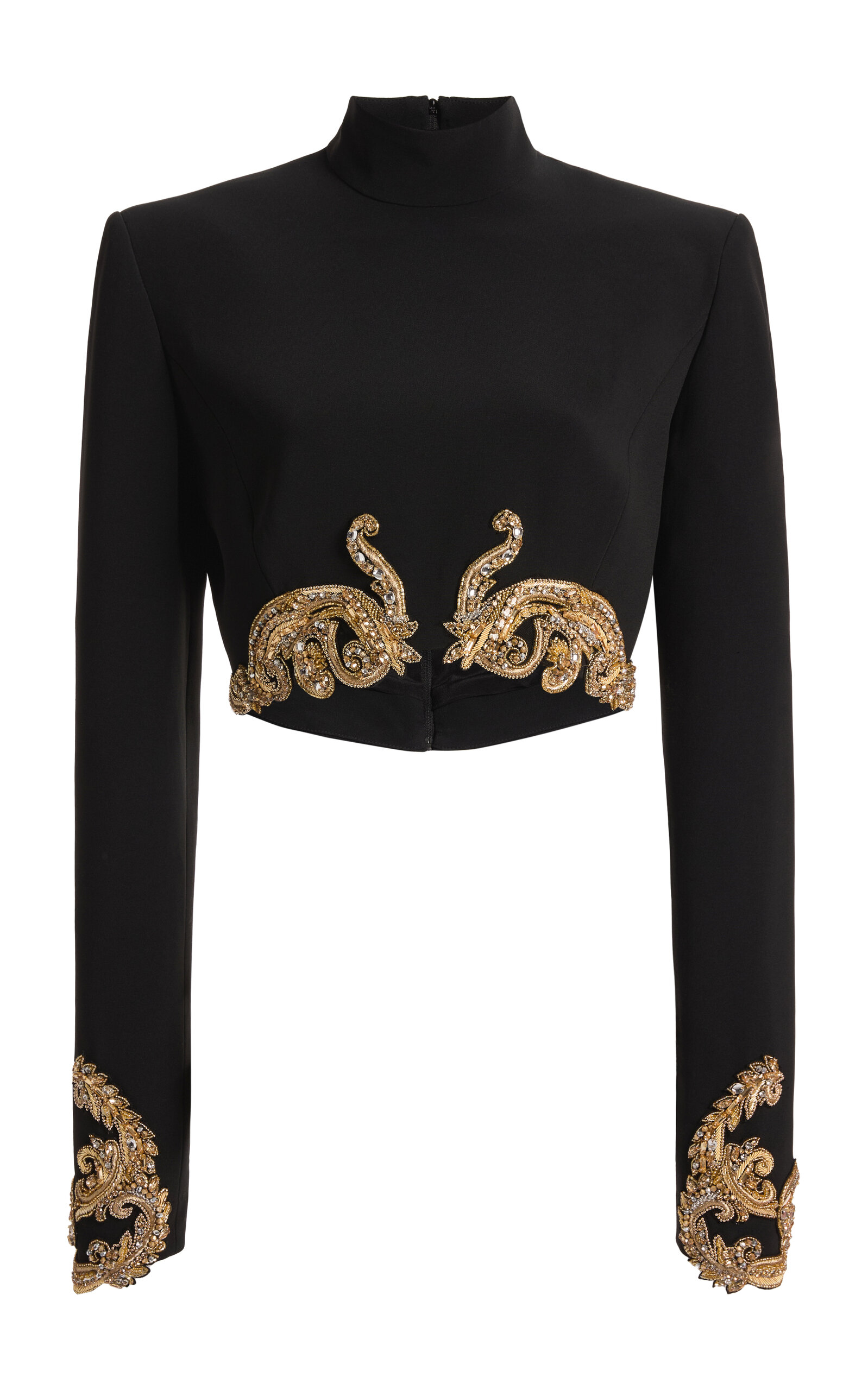 Zuhair Murad Heavy Cady Beaded Cropped Top