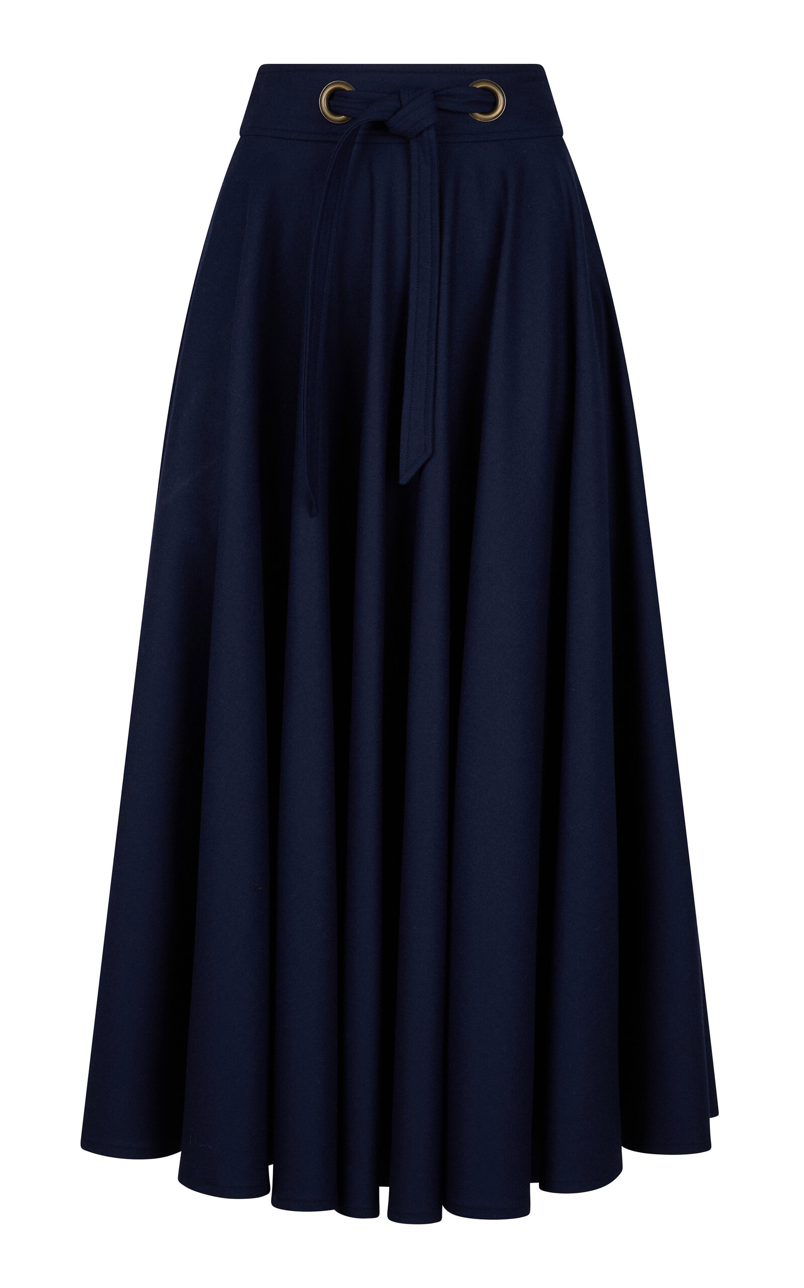 Martin Grant Wool-Blend Circle Midi Skirt With Tie Belt