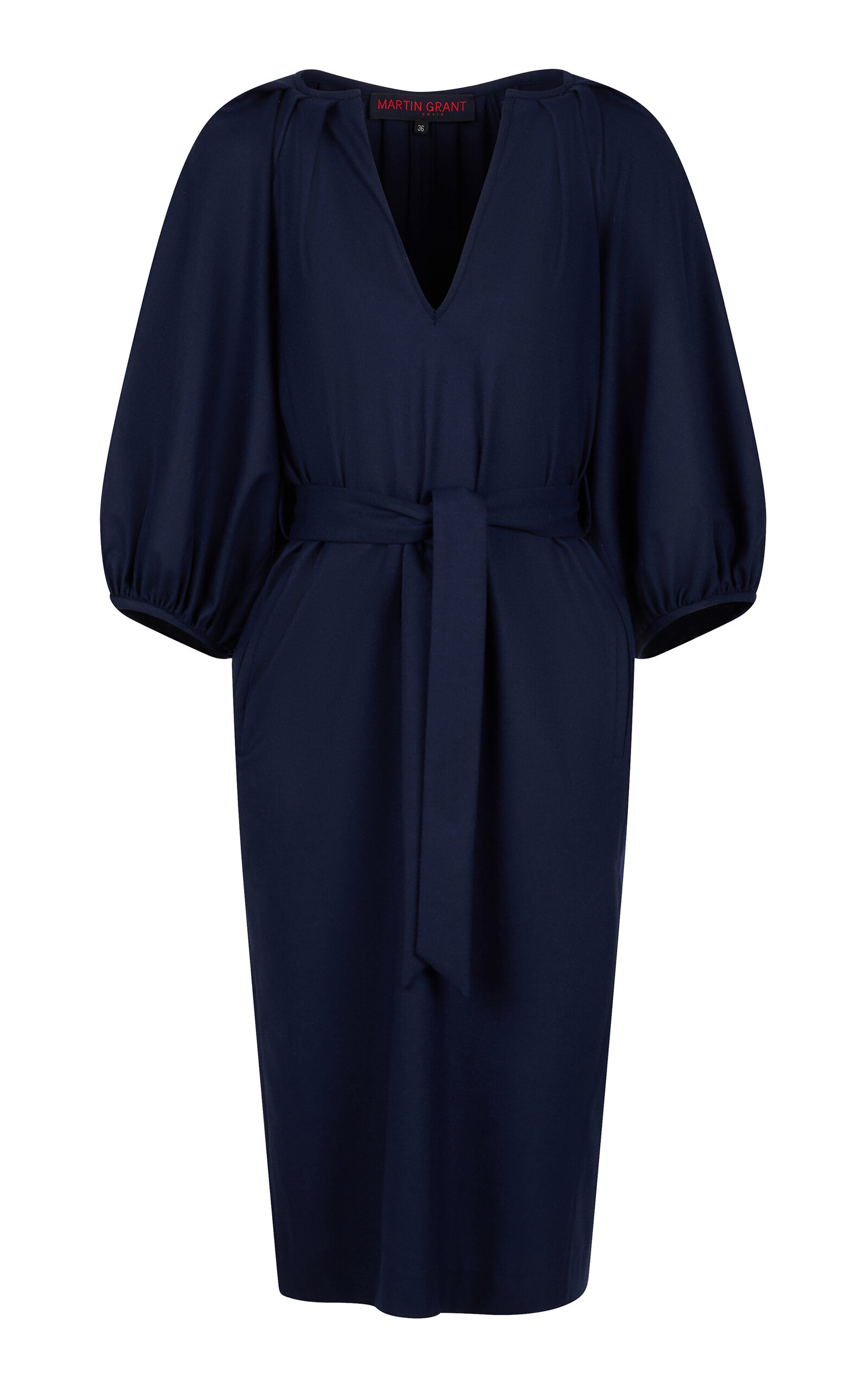 Martin Grant Wool-Blend Balloon-Sleeve Midi Dress