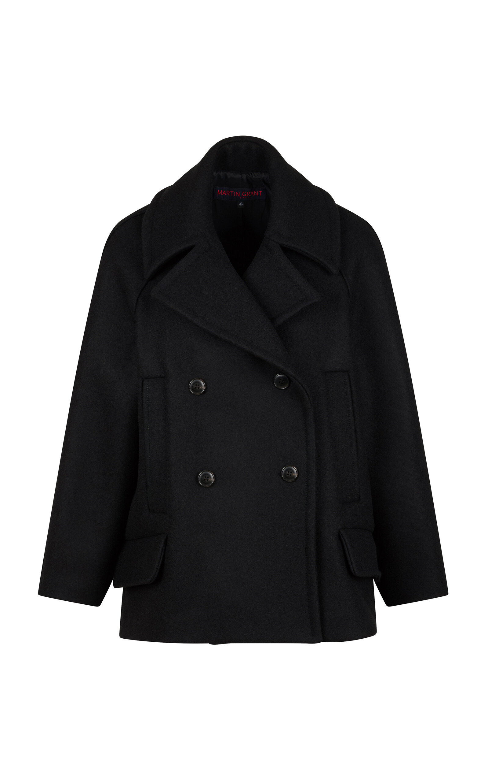 Martin Grant Wool-Blend A-Line Pea Jacket