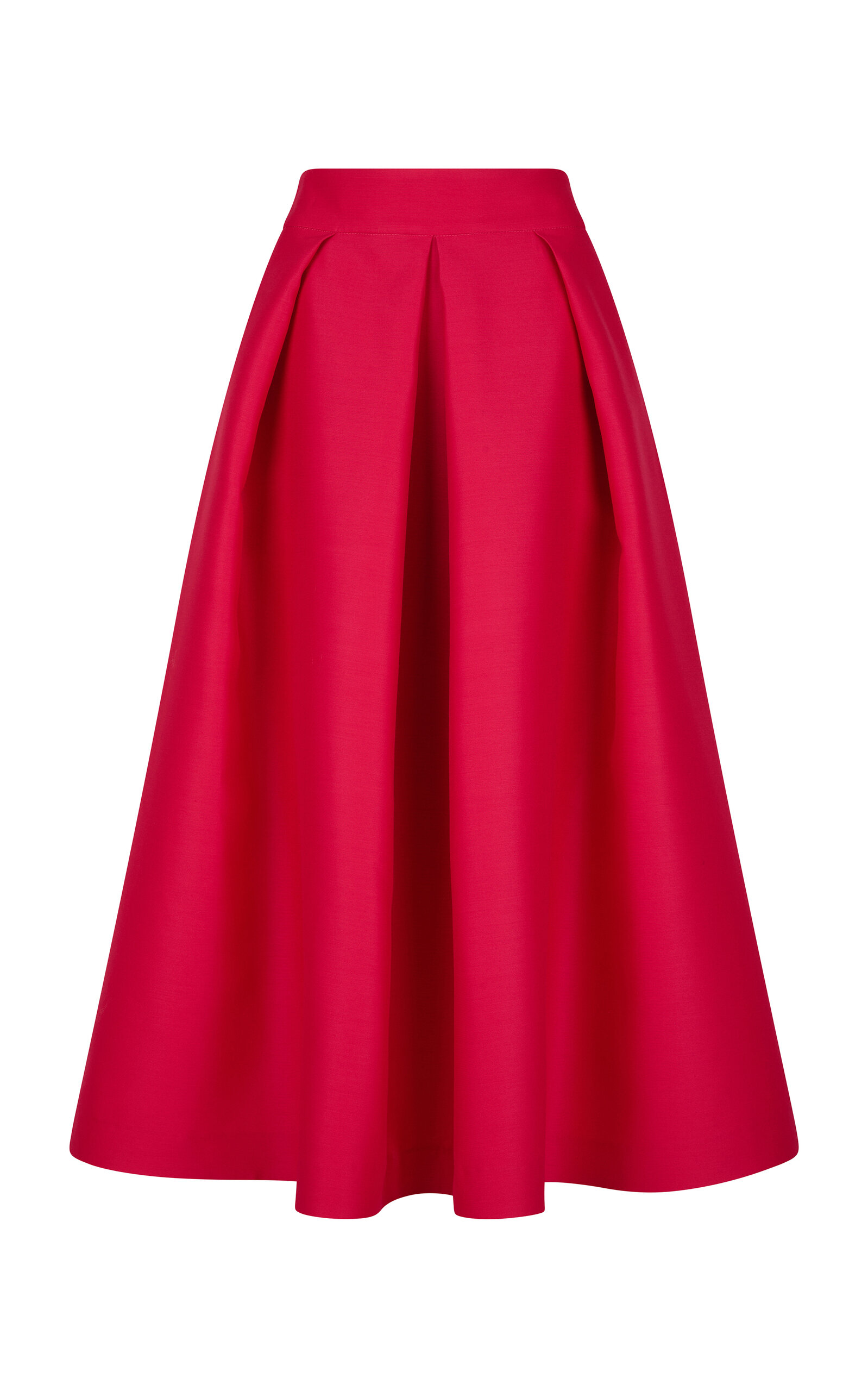 Martin Grant Wool-Silk A-Line Pleated Midi Skirt