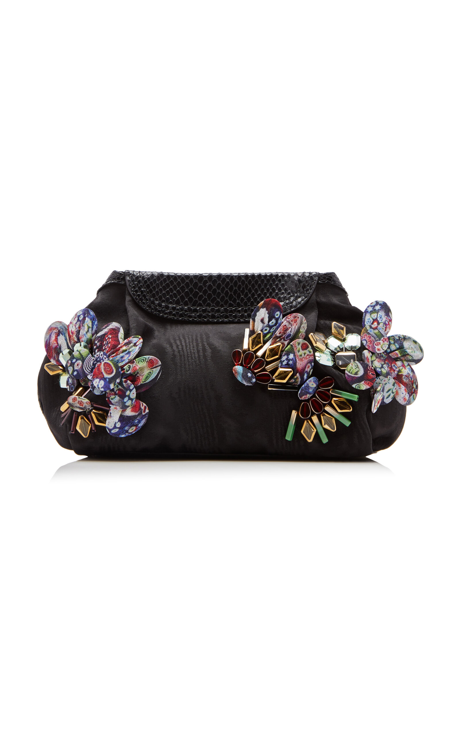 Dries Van Noten - Blossom Embellished Jacquard Clutch - Black - OS - Moda Operandi