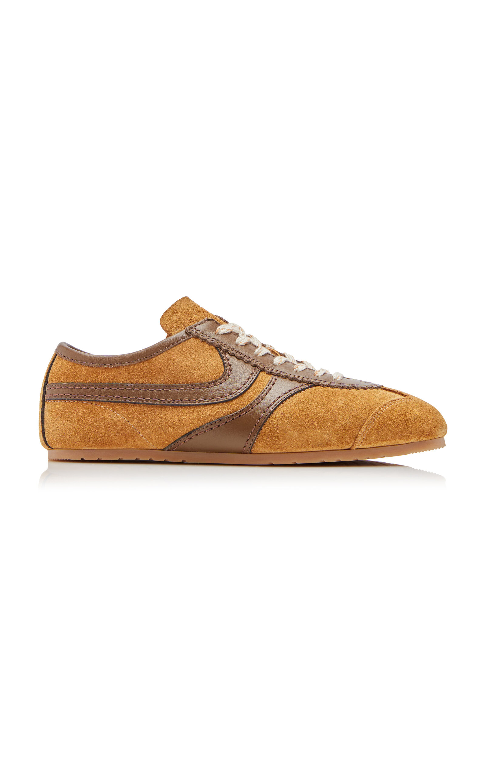 Dries Van Noten - Leather-Trimmed Suede Sneakers - Tan - IT 36 - Moda Operandi