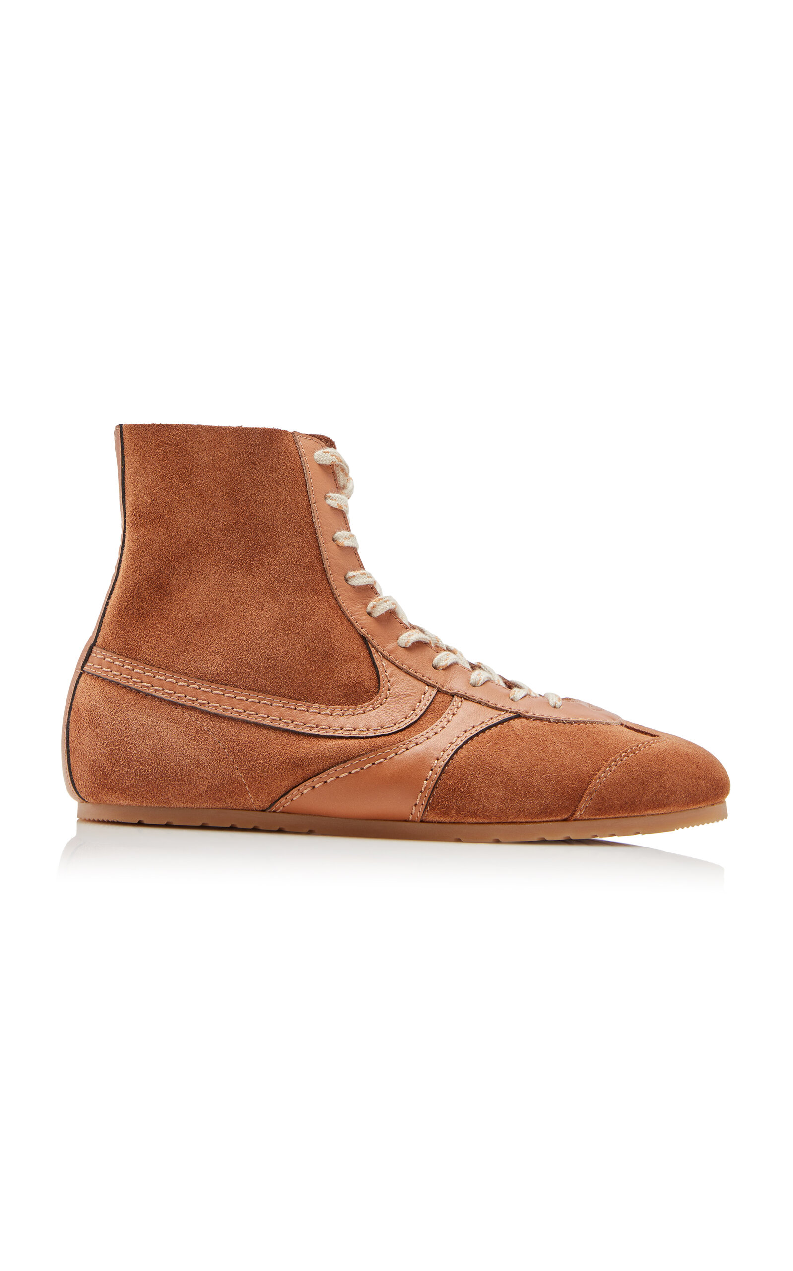 Dries Van Noten - Leather-Trimmed Suede Sneakers - Brown - IT 40 - Moda Operandi