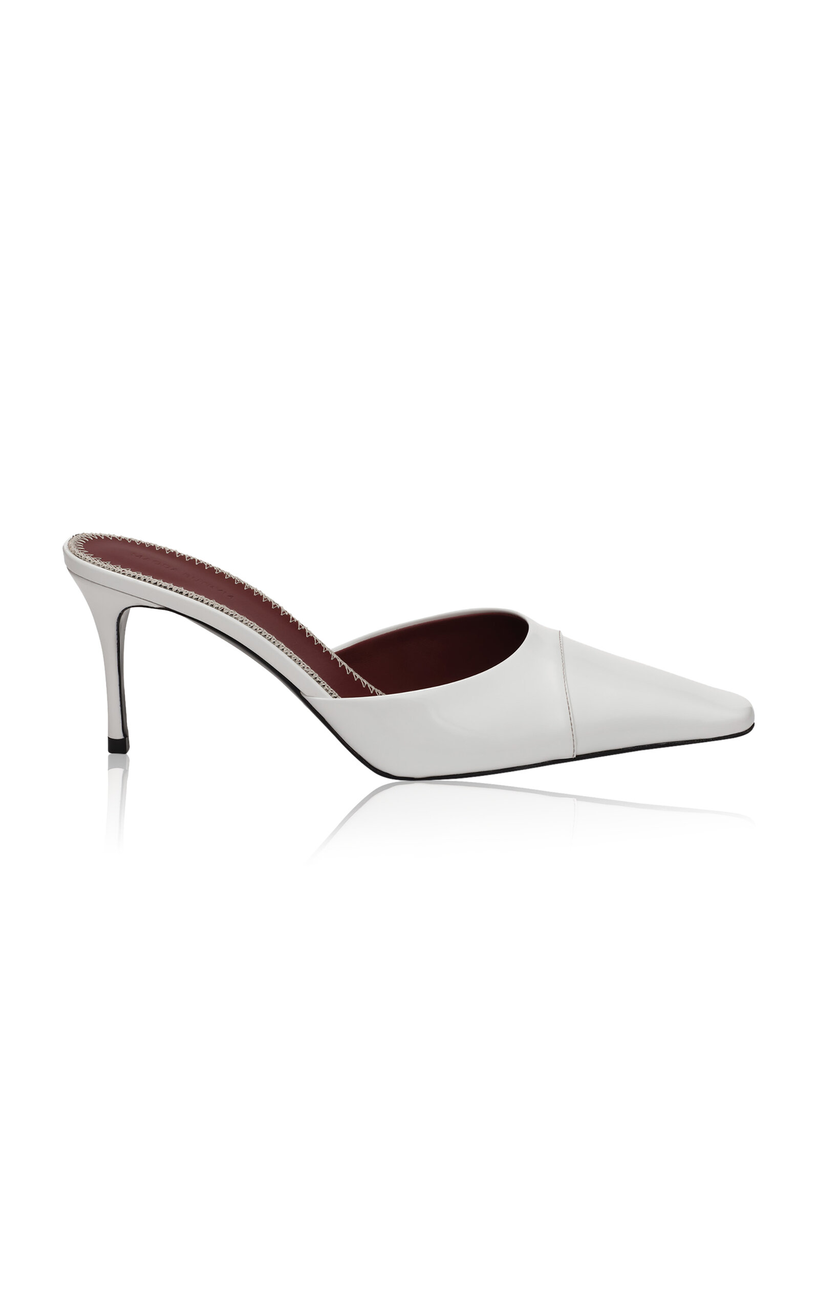 Magda Butrym White Leather High Heel Office Mules