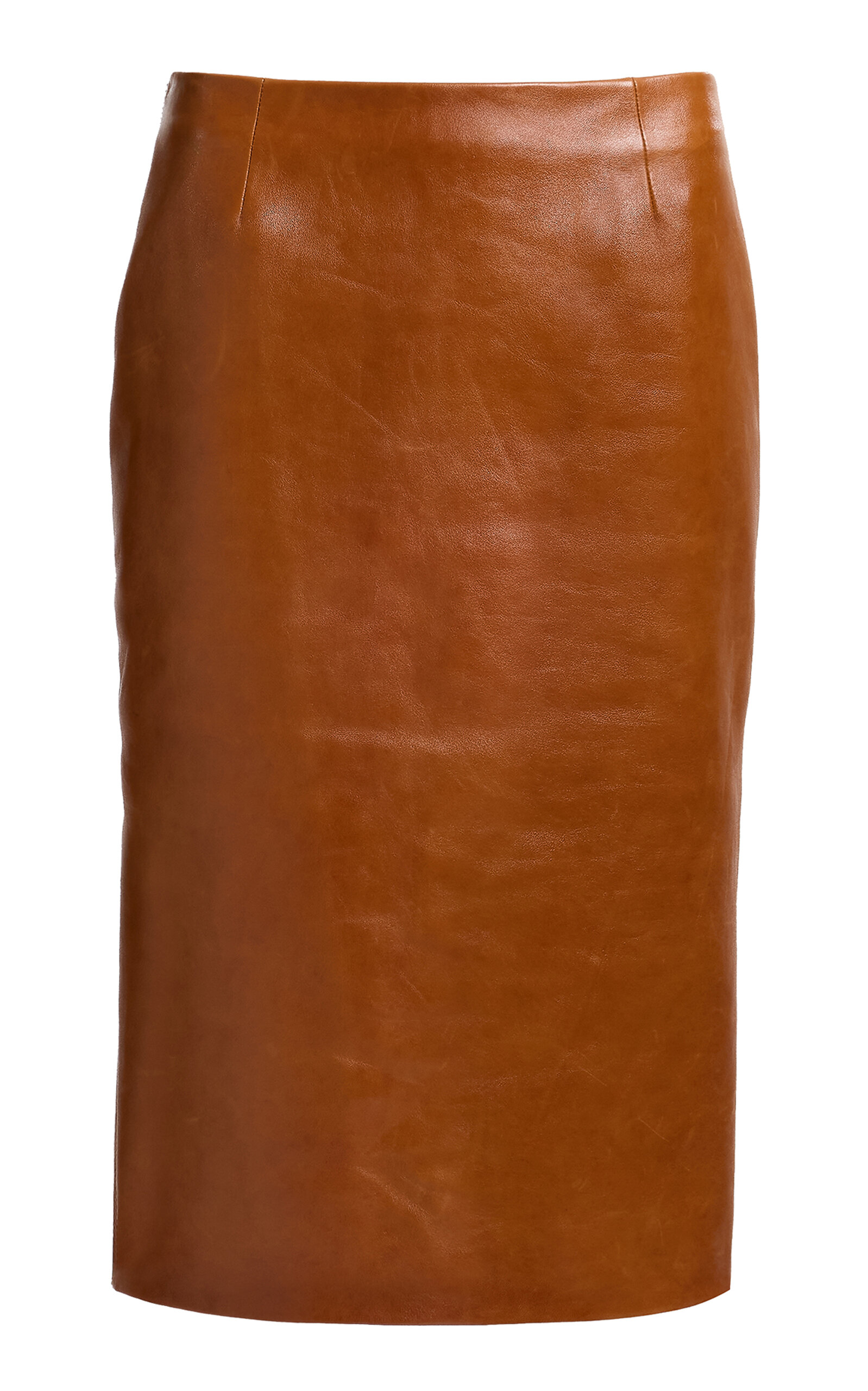 Elie Saab Mid-Rise Leather Knee-Length Skirt