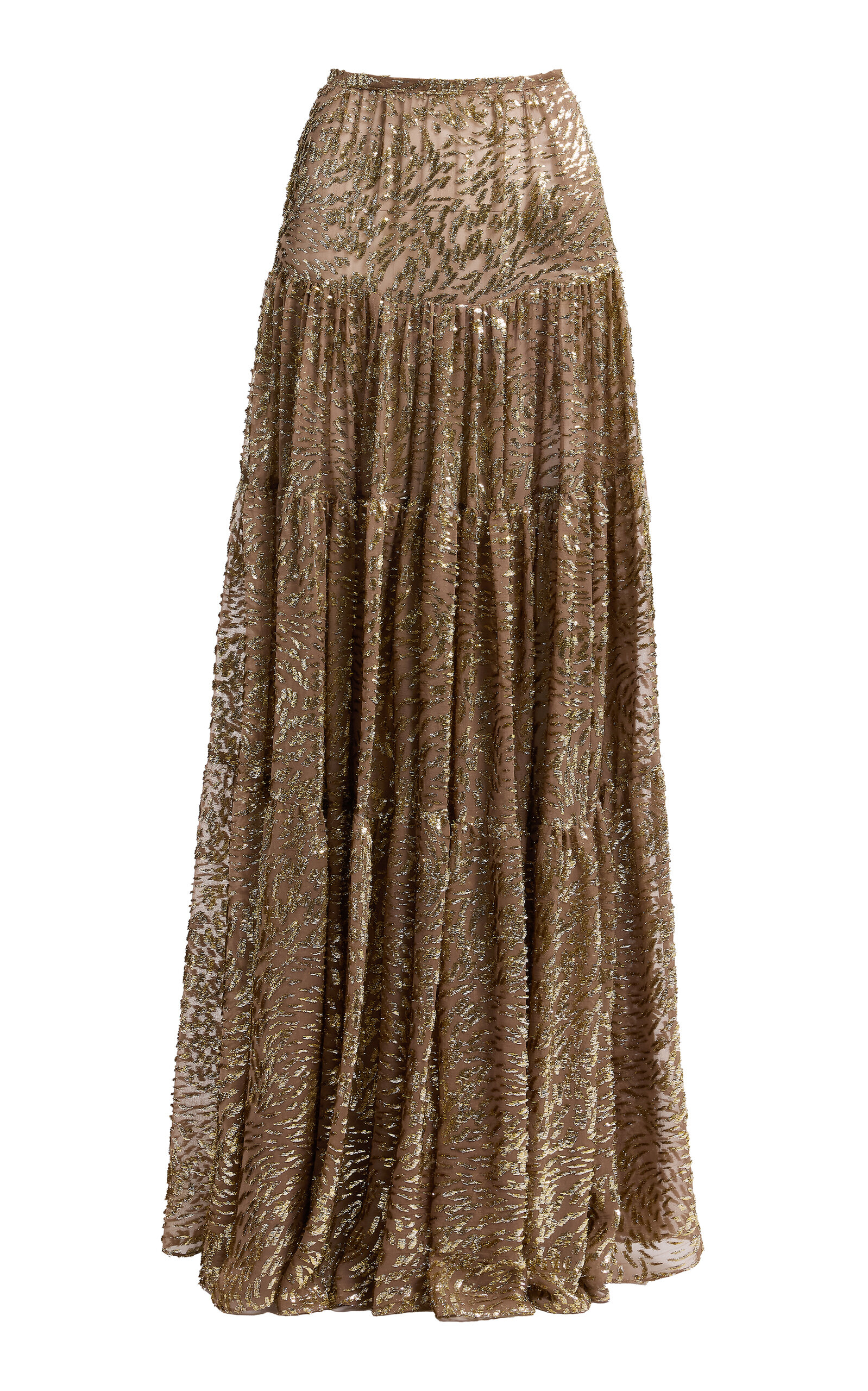 Elie Saab Metallic Fil Coupè Maxi Skirt
