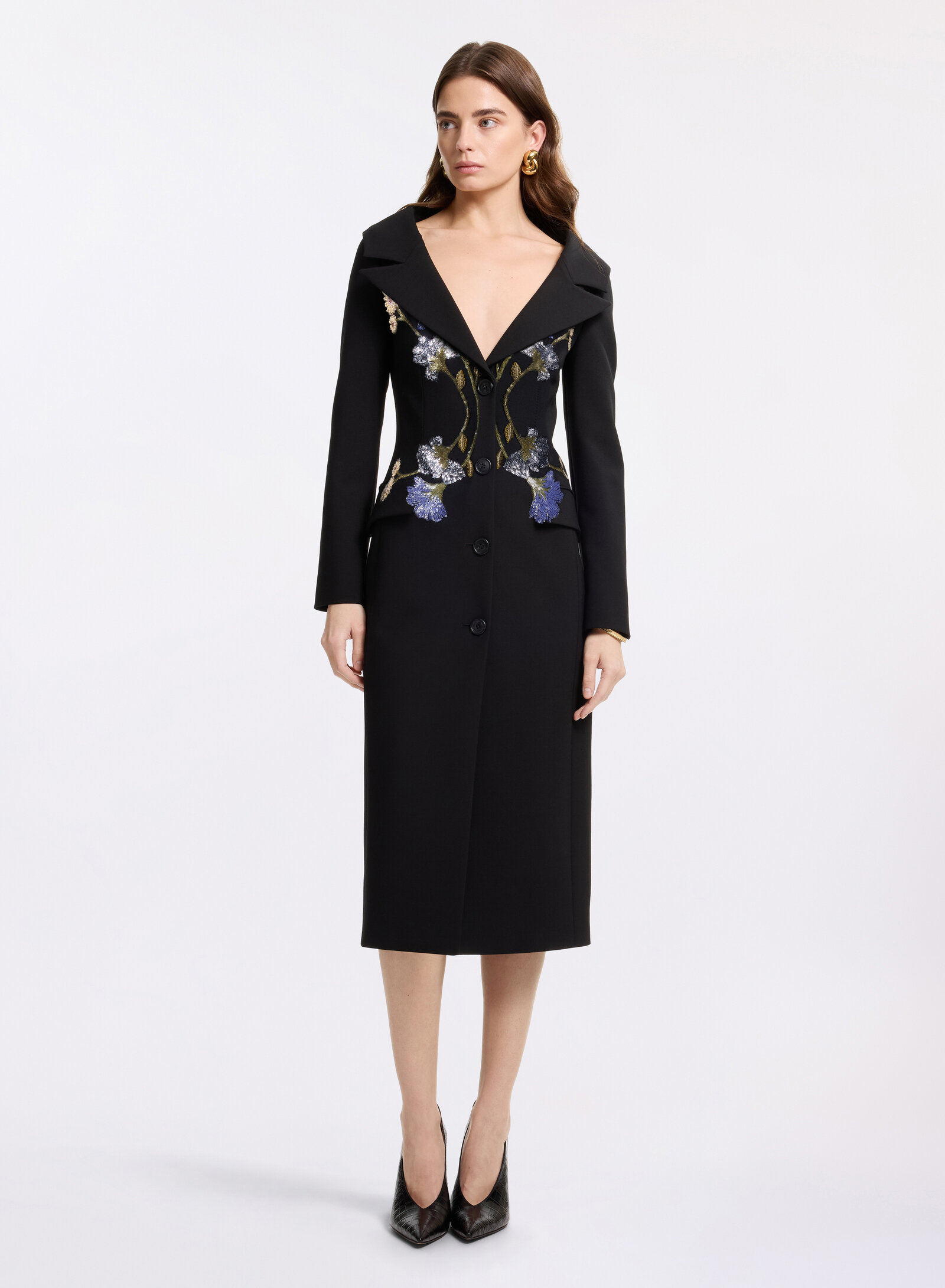 Elie Saab - Single-Breasted Crepe-Wool Coat - Black - 36 - Moda Operandi