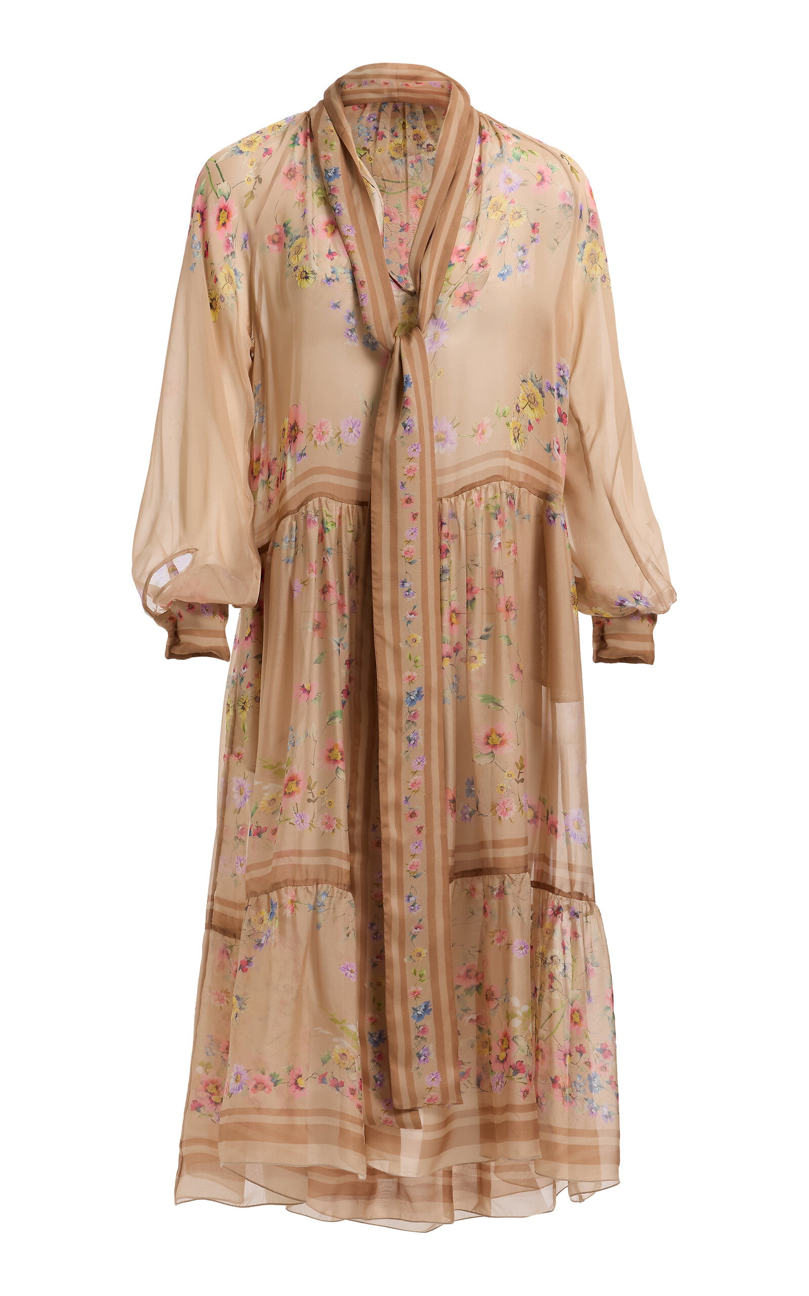 Elie Saab Printed Chiffon Midi Dress