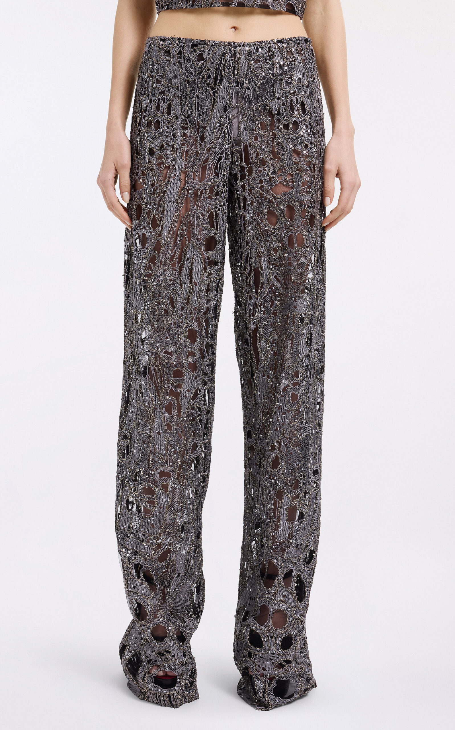 Elie Saab Embroidered Straight-Leg Pants