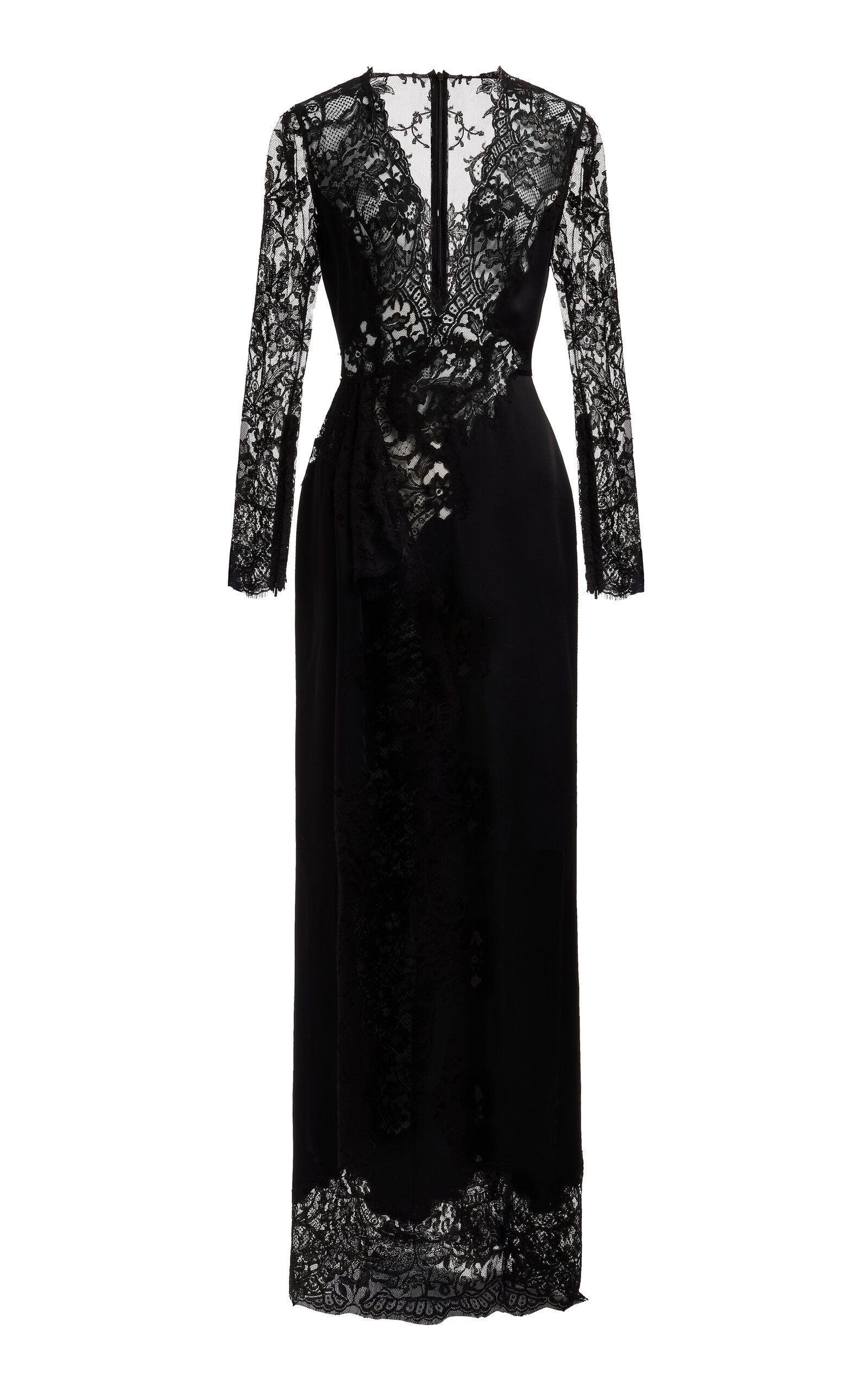Elie Saab High-Low Lace-Satin Maxi Dress