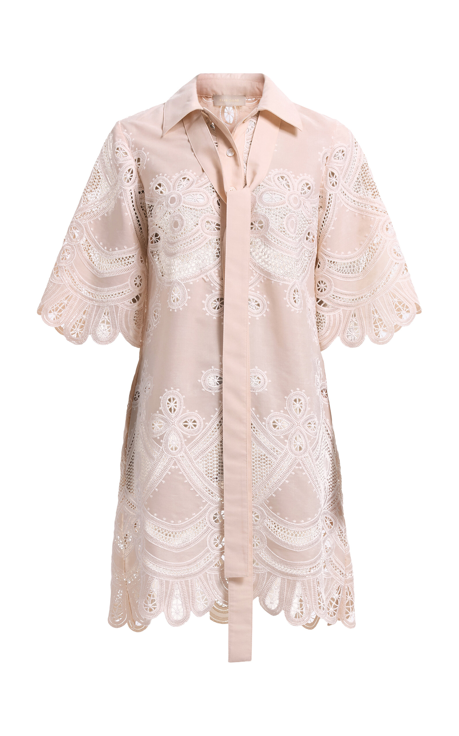 Elie Saab Embroidered Cotton Mini Dress