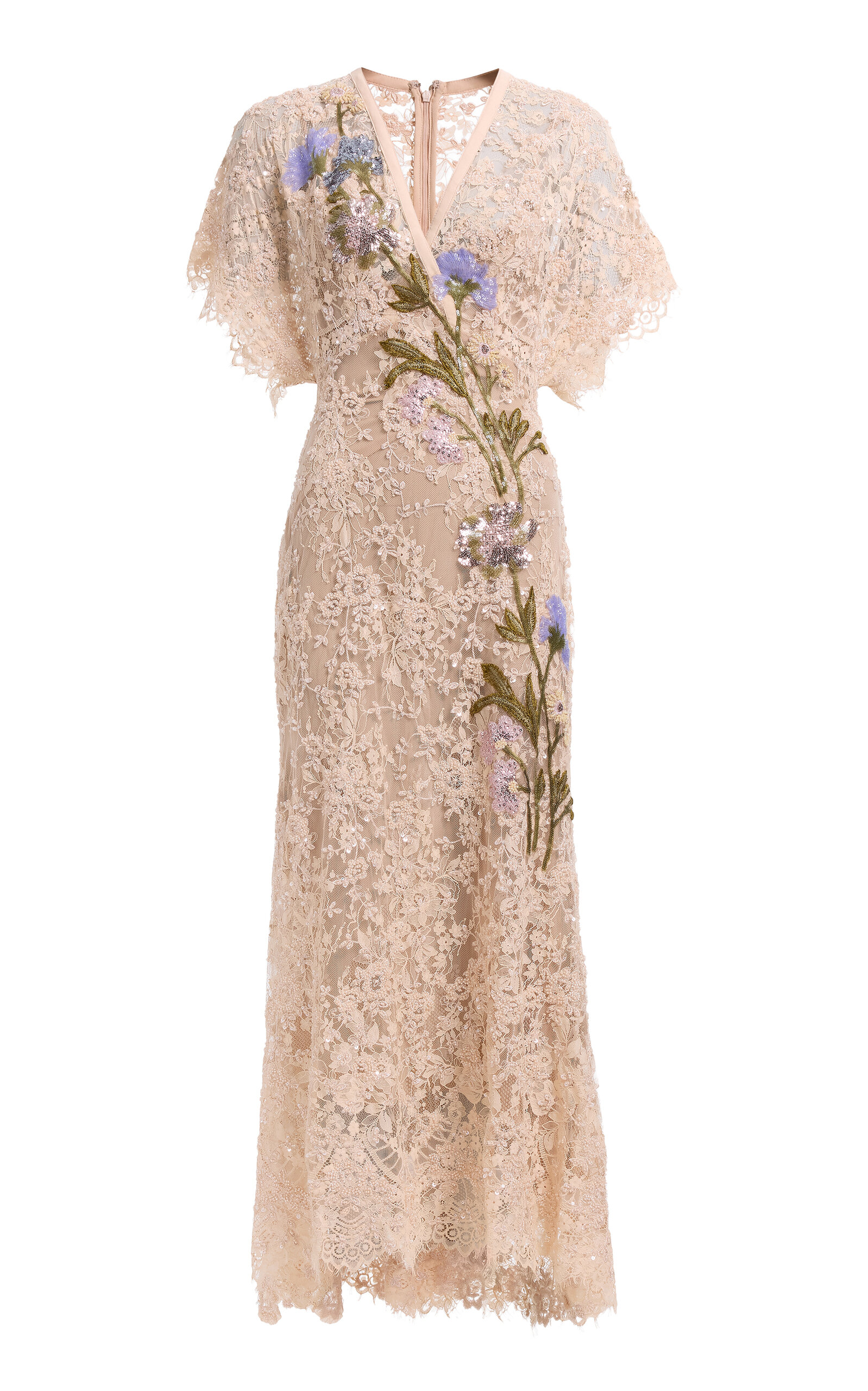 Elie Saab Embroidered Lace Midi Dress