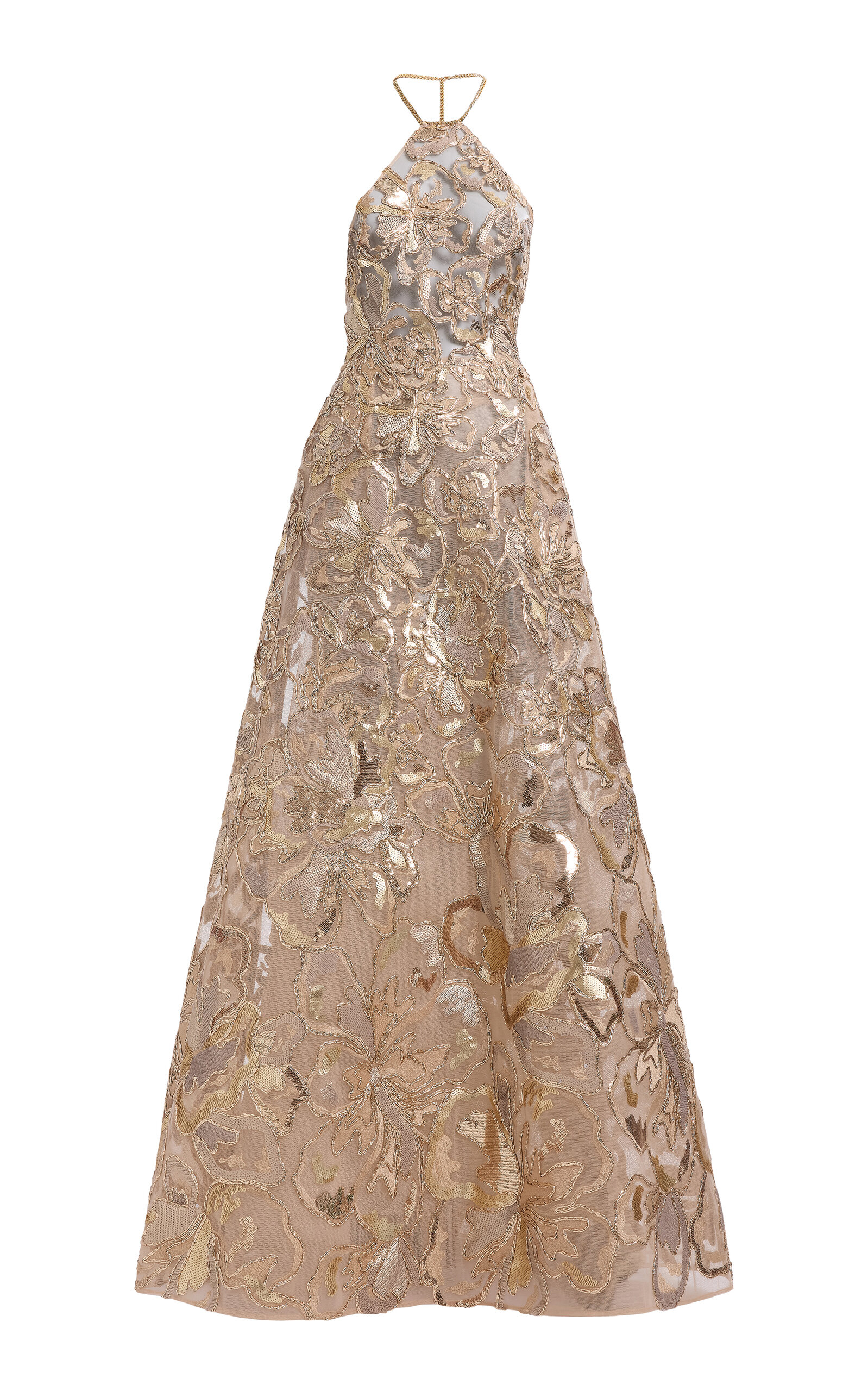 Elie Saab Embroidered Metallic Gown