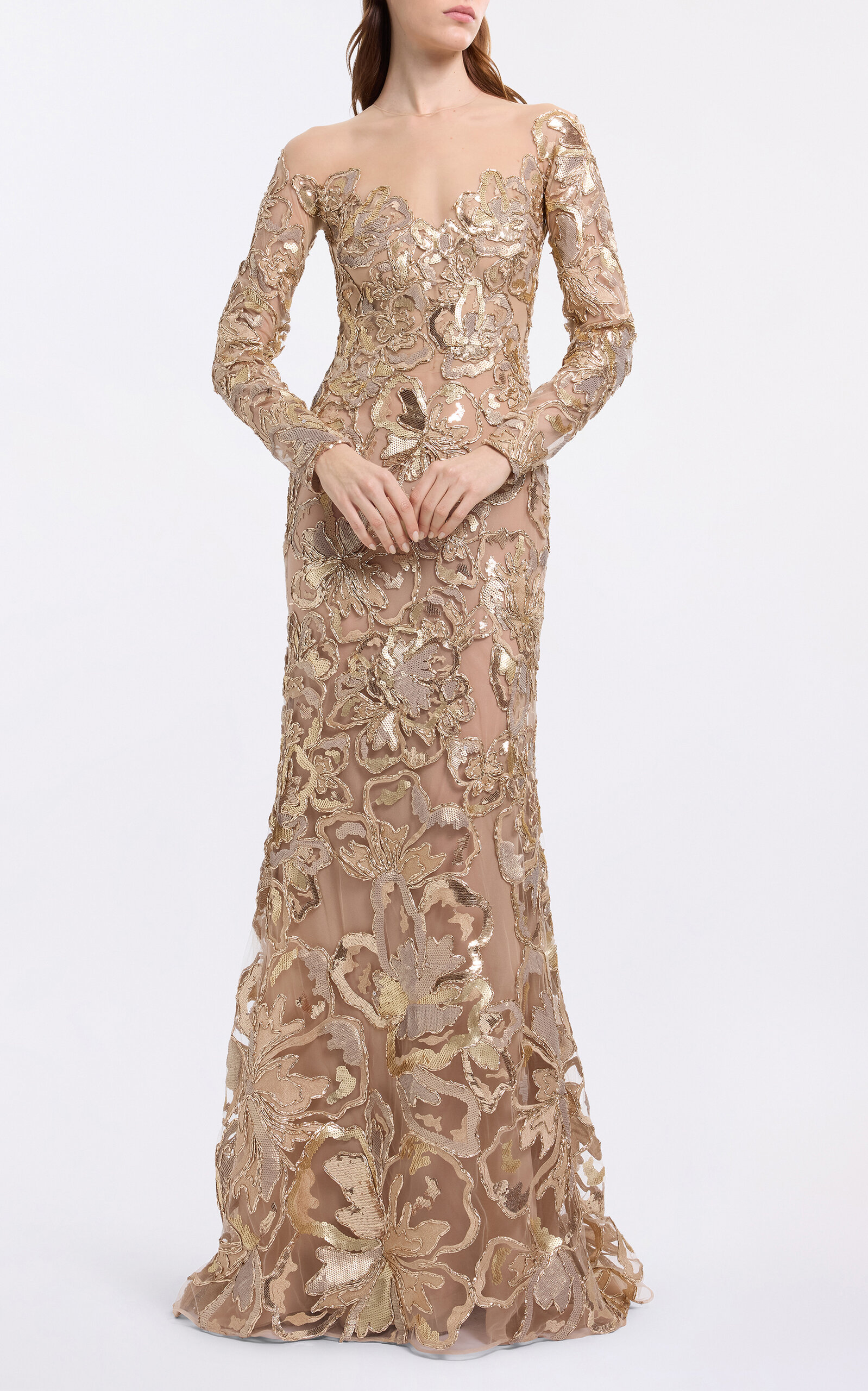 Elie Saab Metallic Embroidered Gown