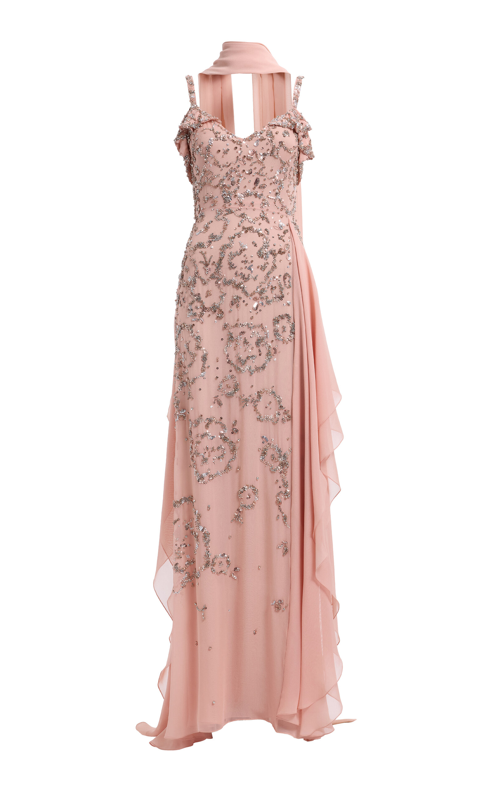 Elie Saab Bead-Embroidered Georgette Gown