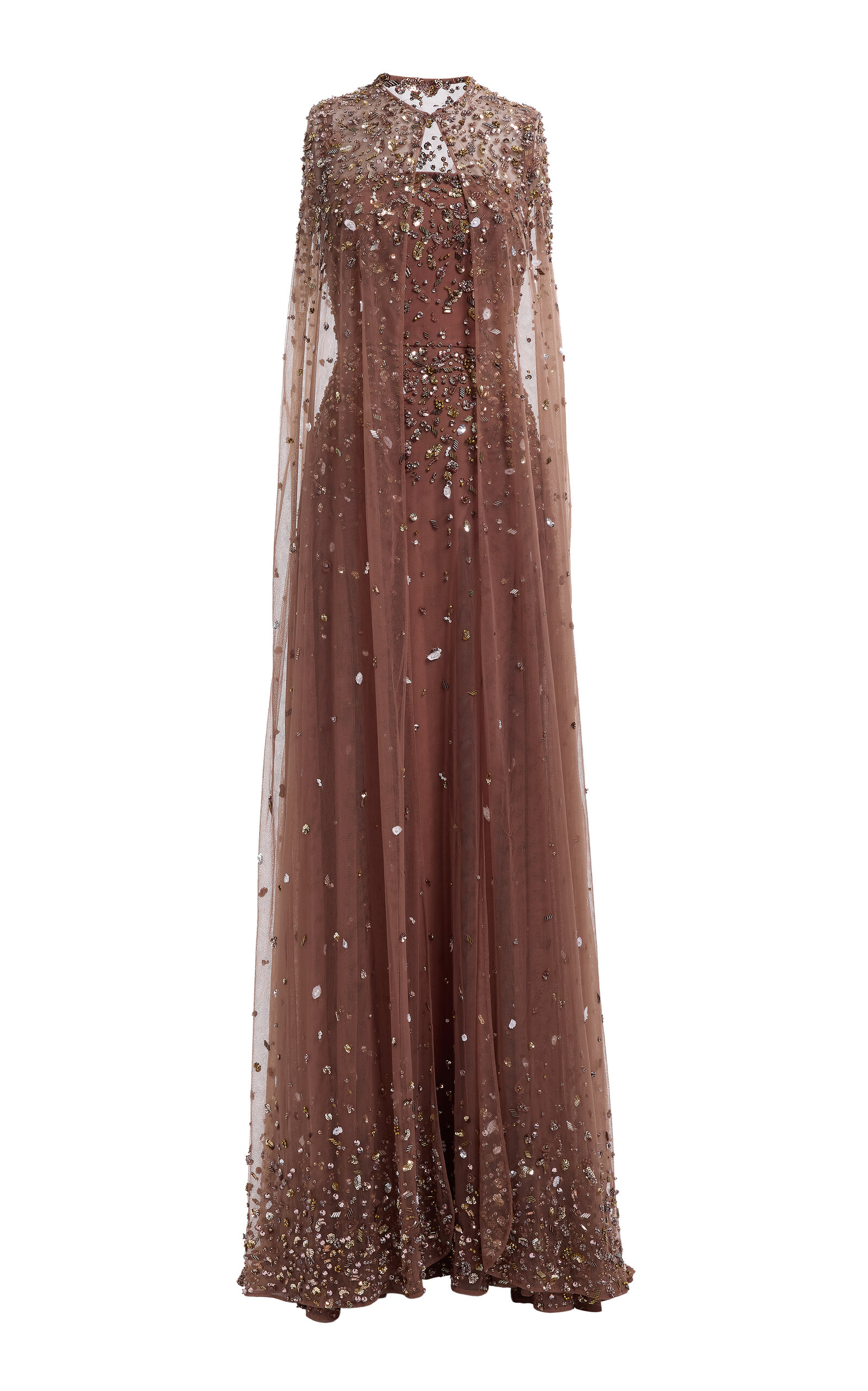 Elie Saab Beaded Sheer Cape