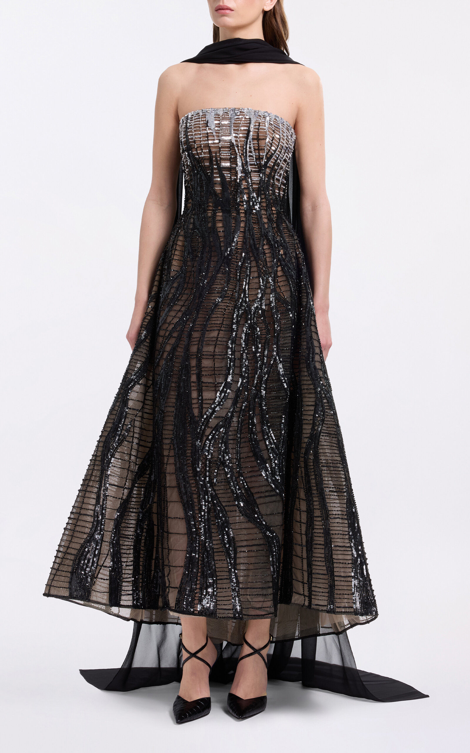 Elie Saab Bead-Embroidered Midi Dress