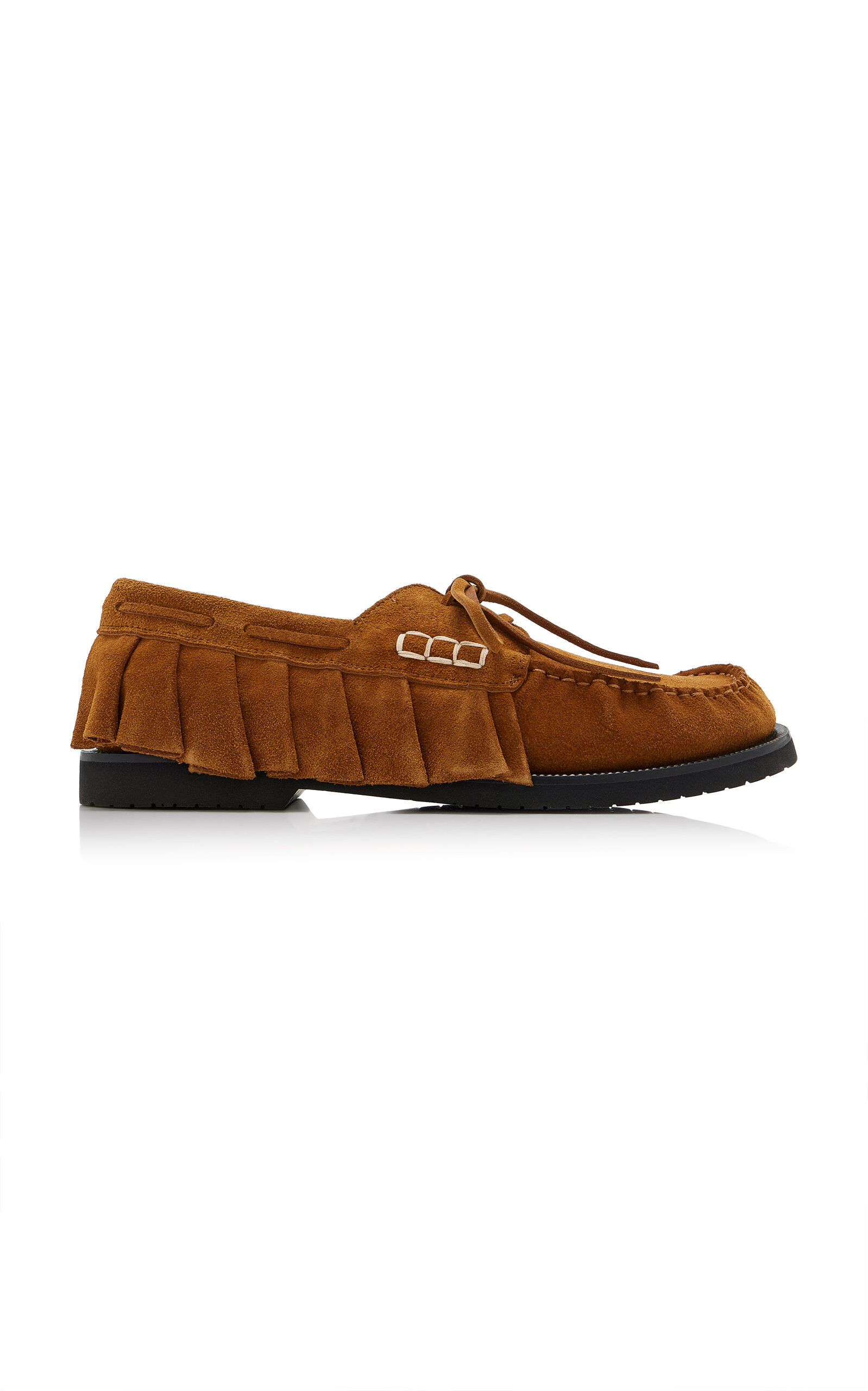 JW Anderson Ruffled Suede Boat Shoes