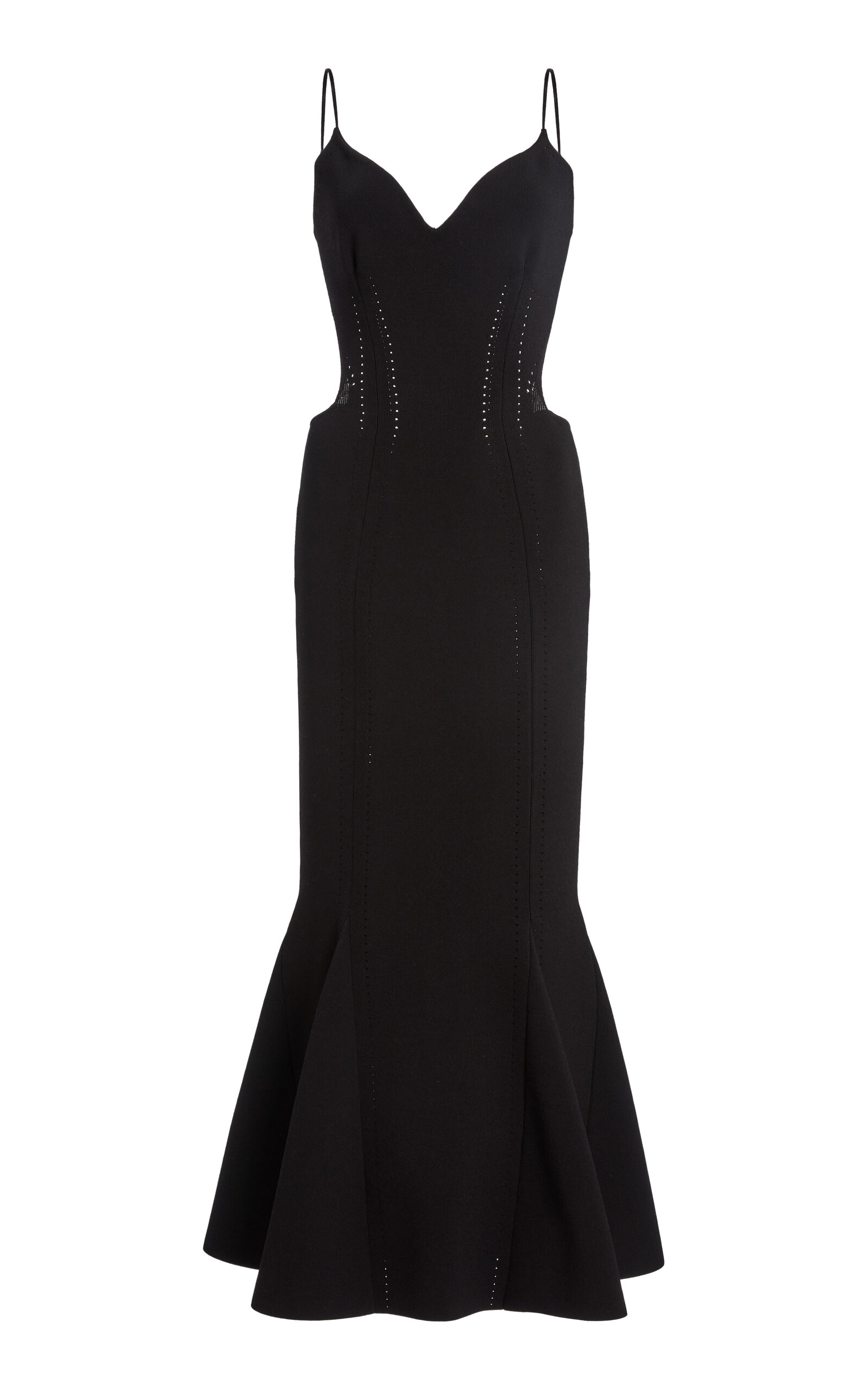Givenchy - Knitted Ruffled Midi Dress - Black - XS - Moda Operandi