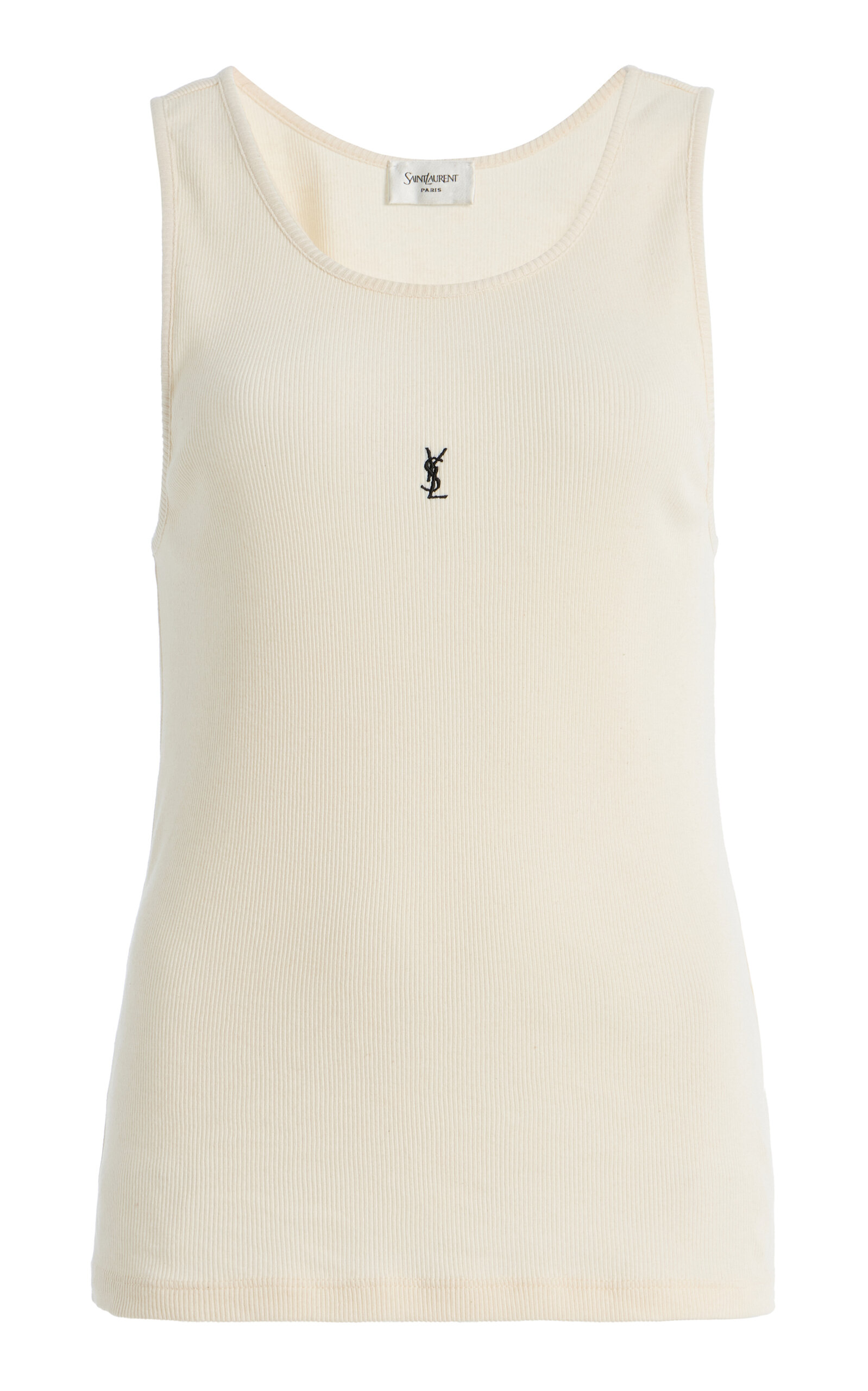 Saint Laurent Logo-Embroidered Cotton Tank Top