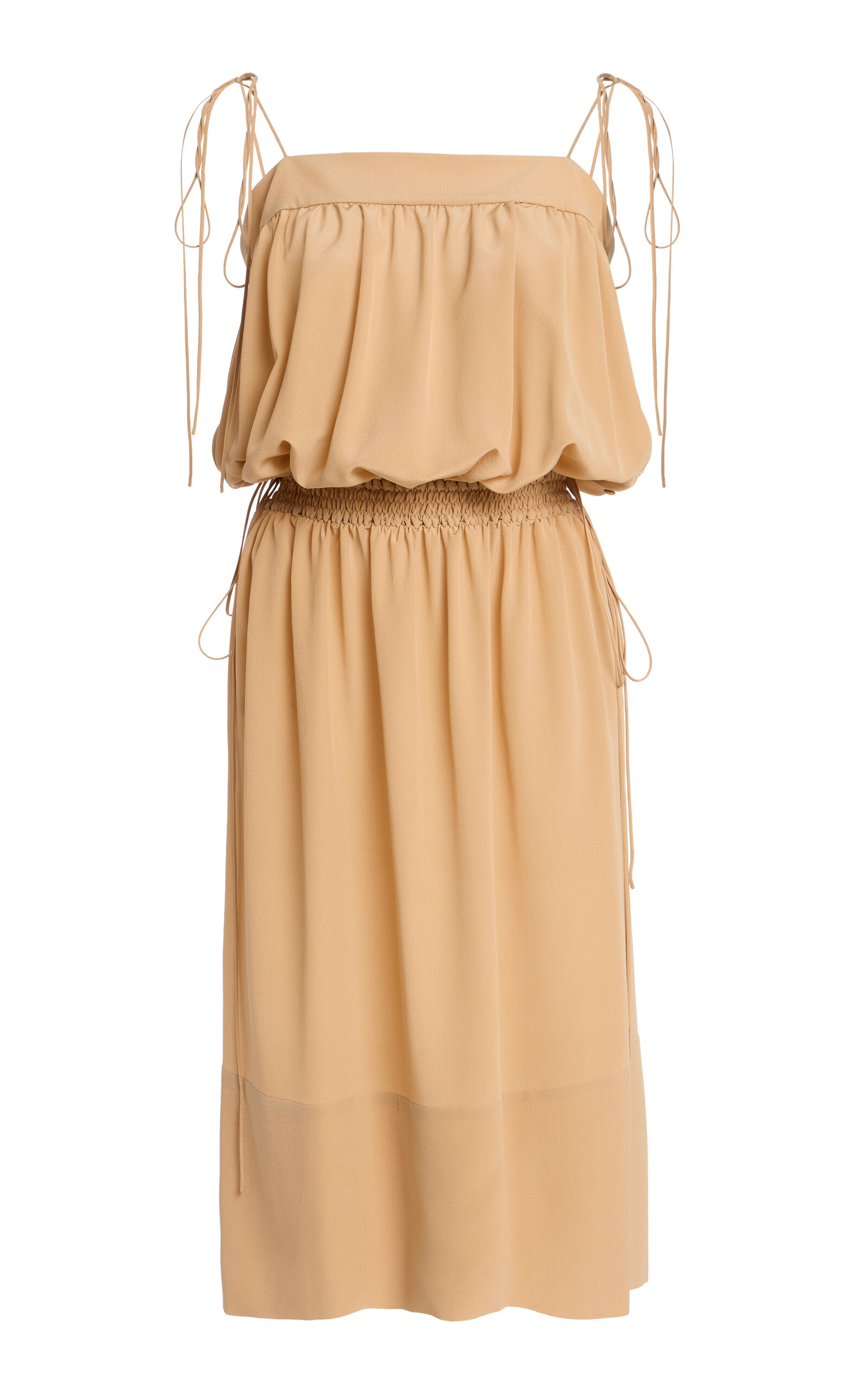 Saint Laurent Silk Crepe de Chine Midi Balloon Dress