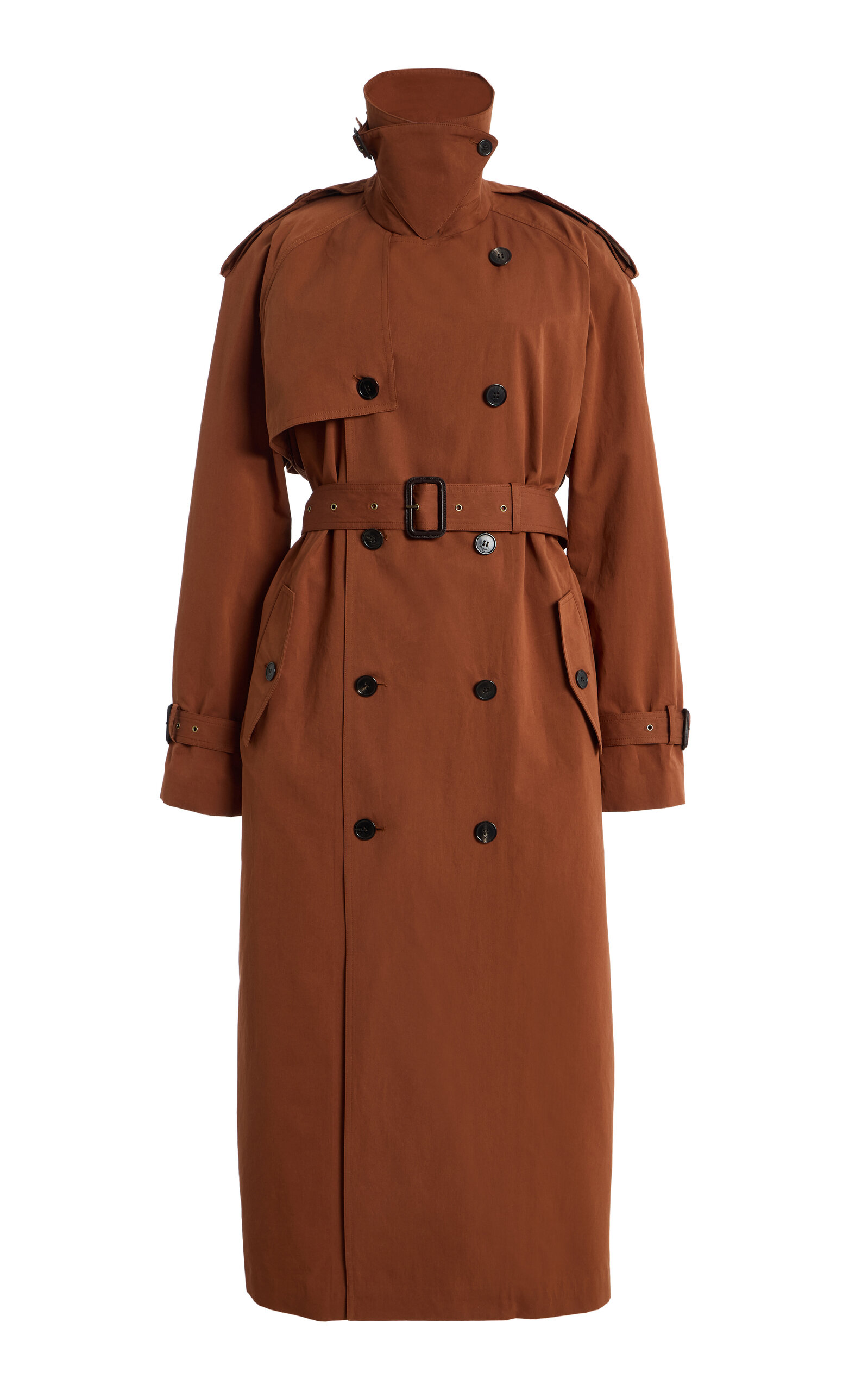 Saint Laurent - Water-Repellent Cotton-Silk Canvas Trench Coat - Brown - FR 36 - Moda Operandi