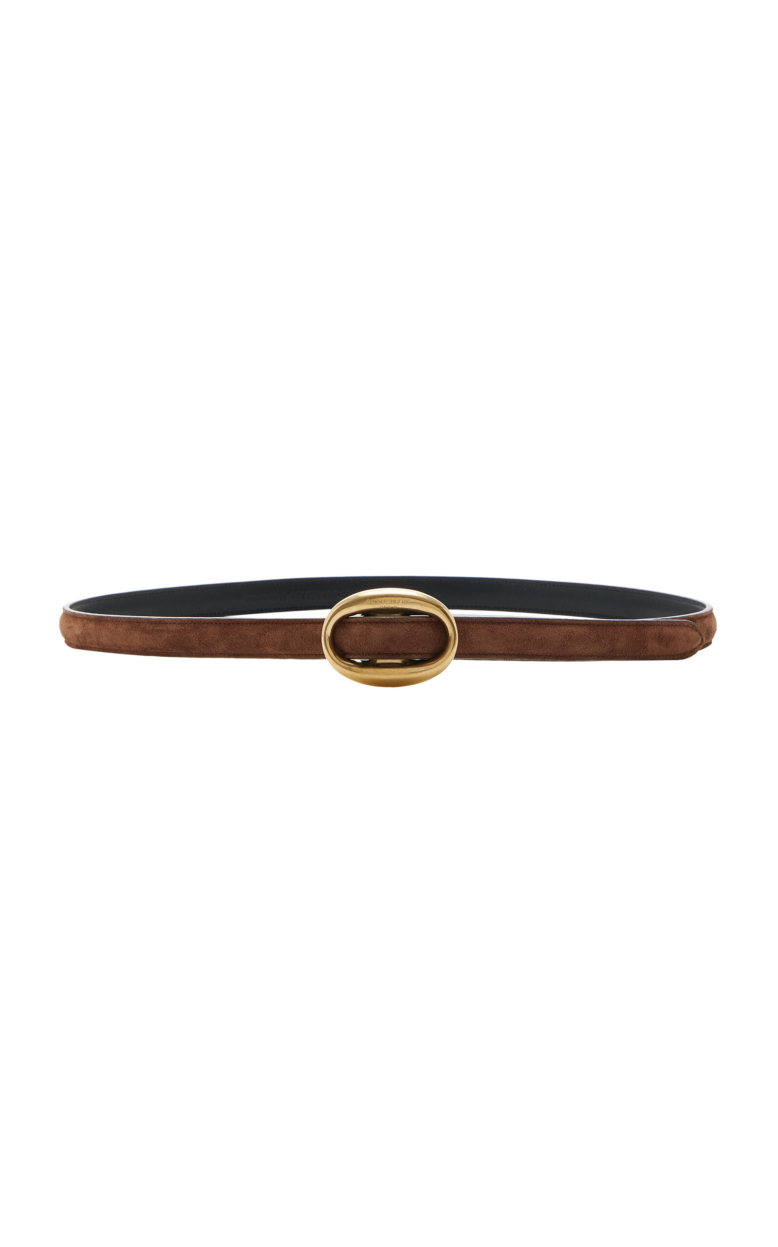 Saint Laurent Thin Suede Belt In Brown