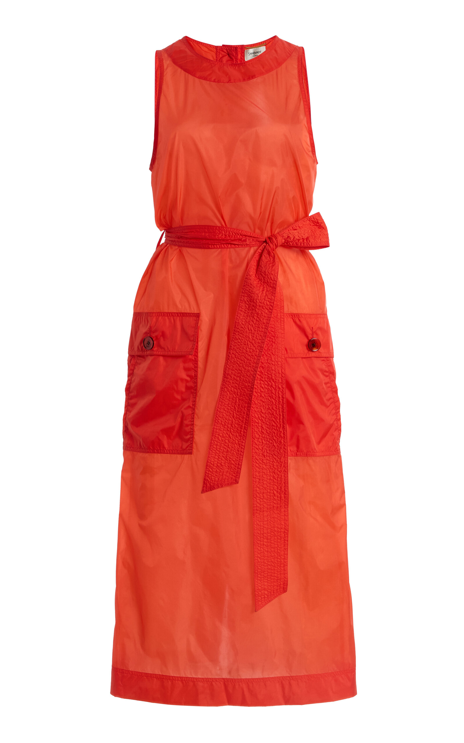 Saint Laurent Button-Back Nylon Midi Dress