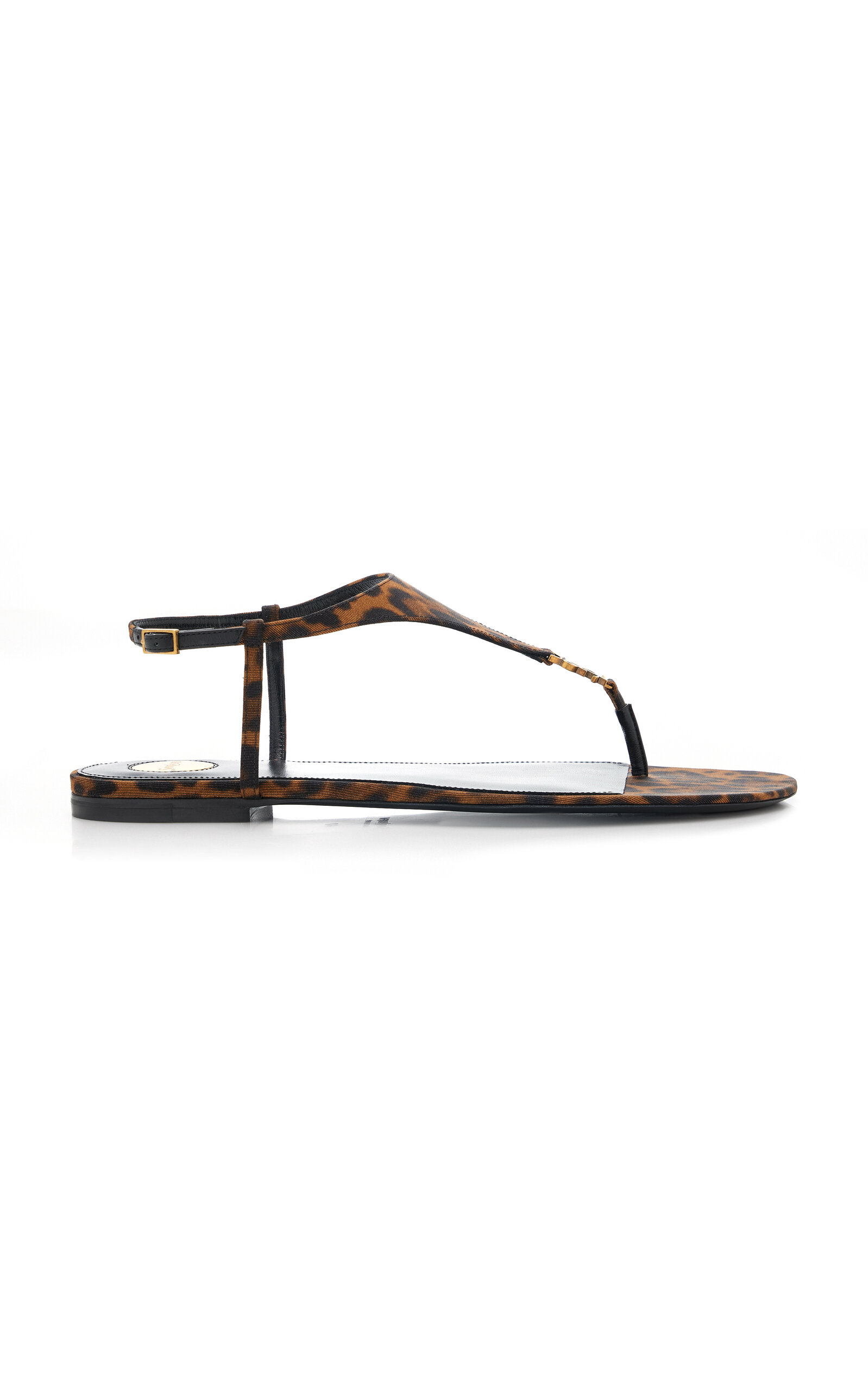 Saint Laurent Cassandra Leopard-Print Grosgrain Sandals