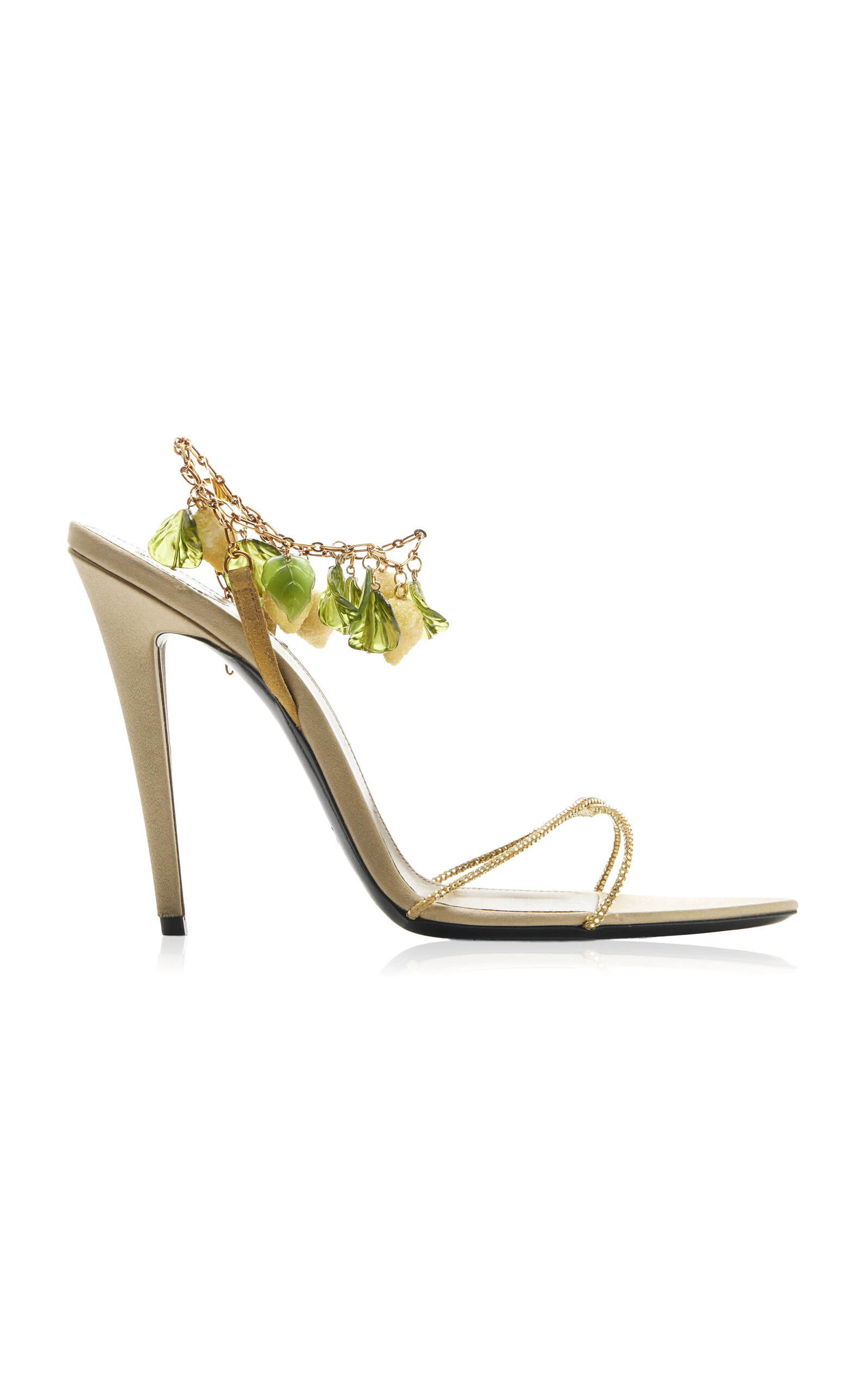 Saint Laurent Mon Chéri Leather Charm Sandals - Moda Operandi
