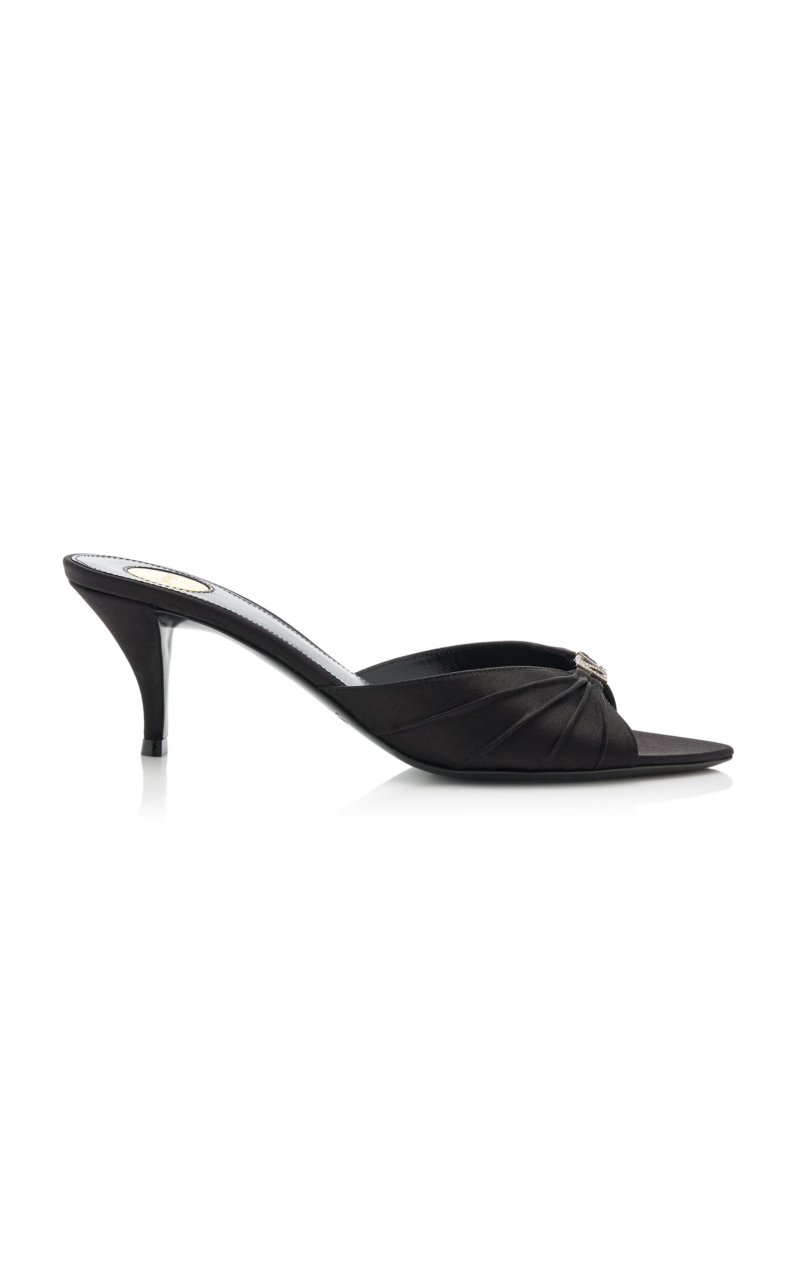 Saint Laurent Jerry Crystal Crepe-Satin Mules - Moda Operandi