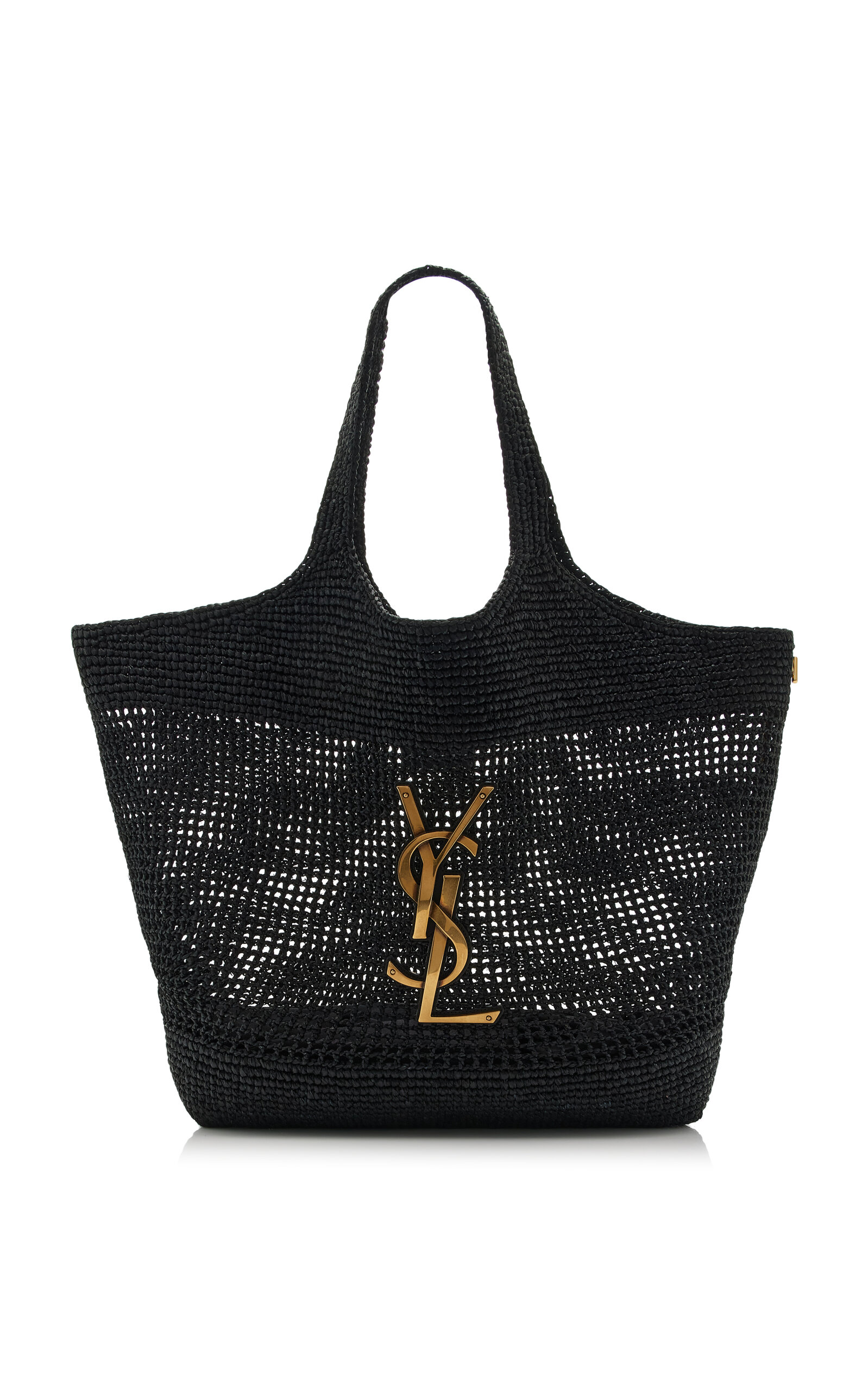 Saint Laurent Rafia Icare Tote Bag - Woman Tote Bags Black One Size