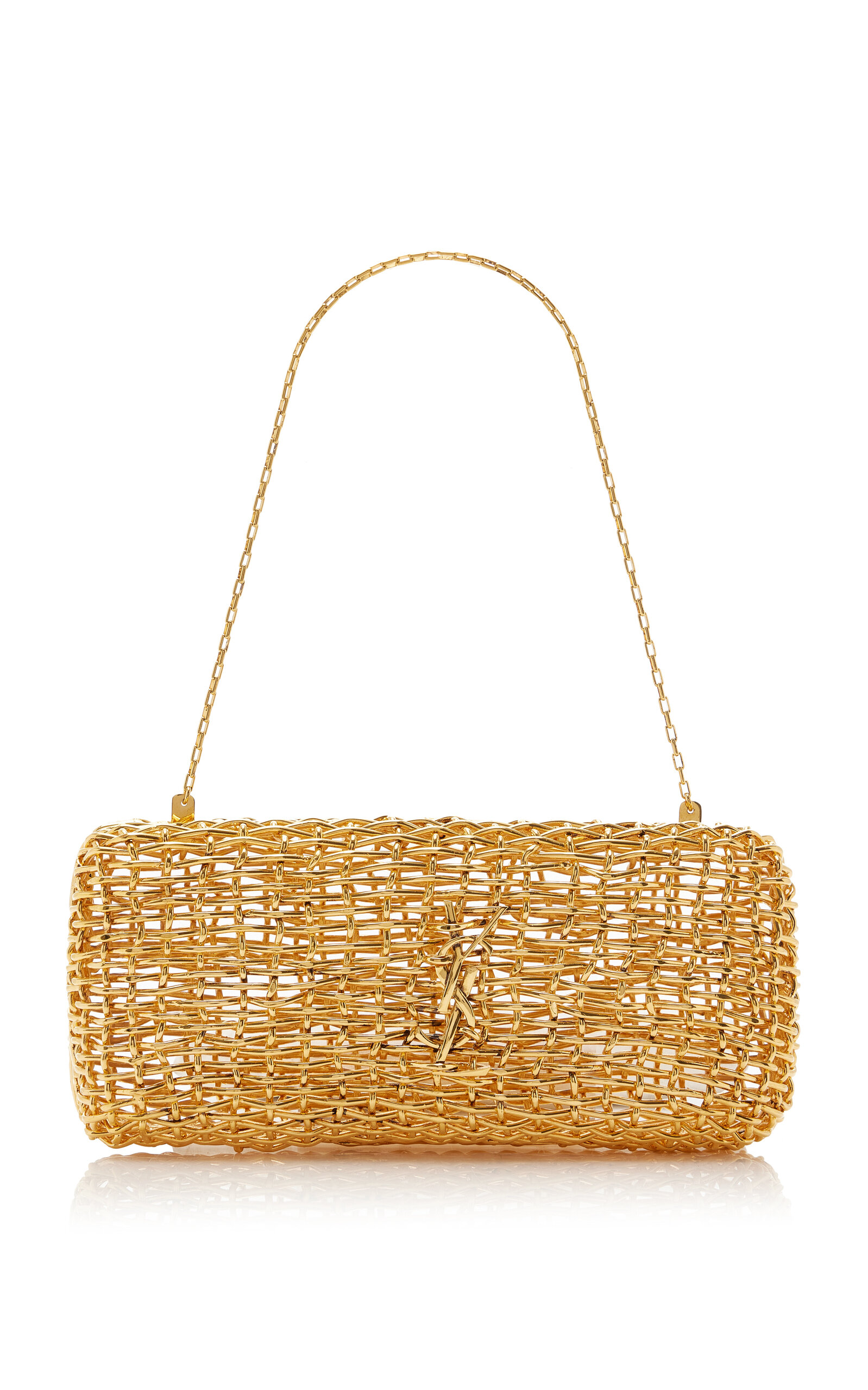 Saint Laurent Woven-Metal Evening Clutch