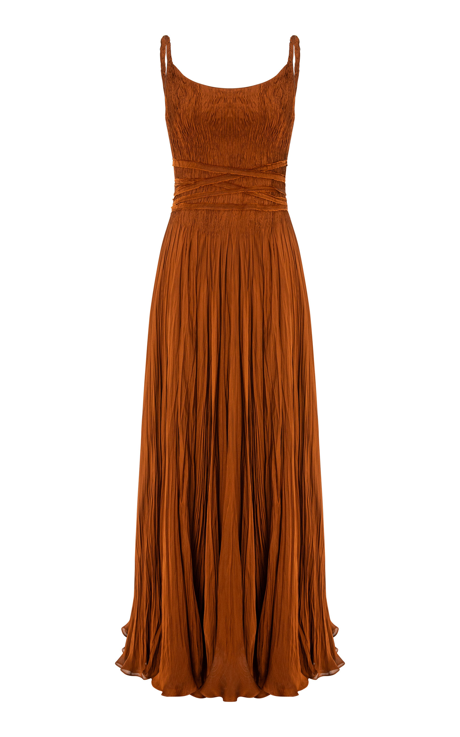 Marmar Halim Shirred Plissé Silk Gown