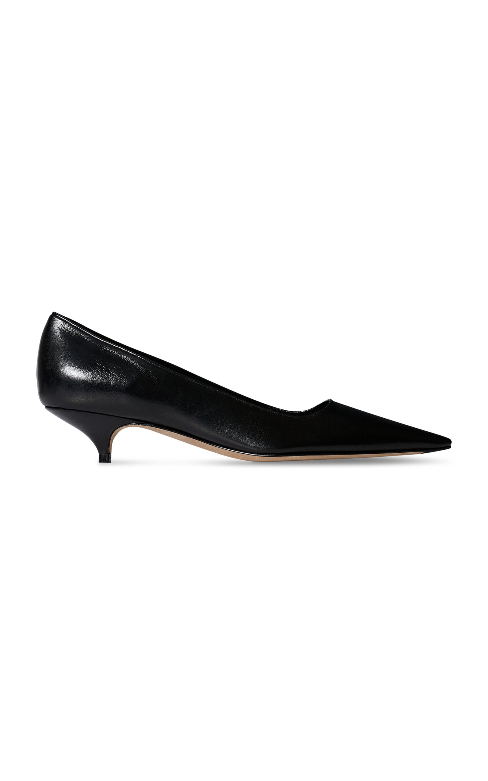 The Row Liisa Kitten Leather Pumps In Black