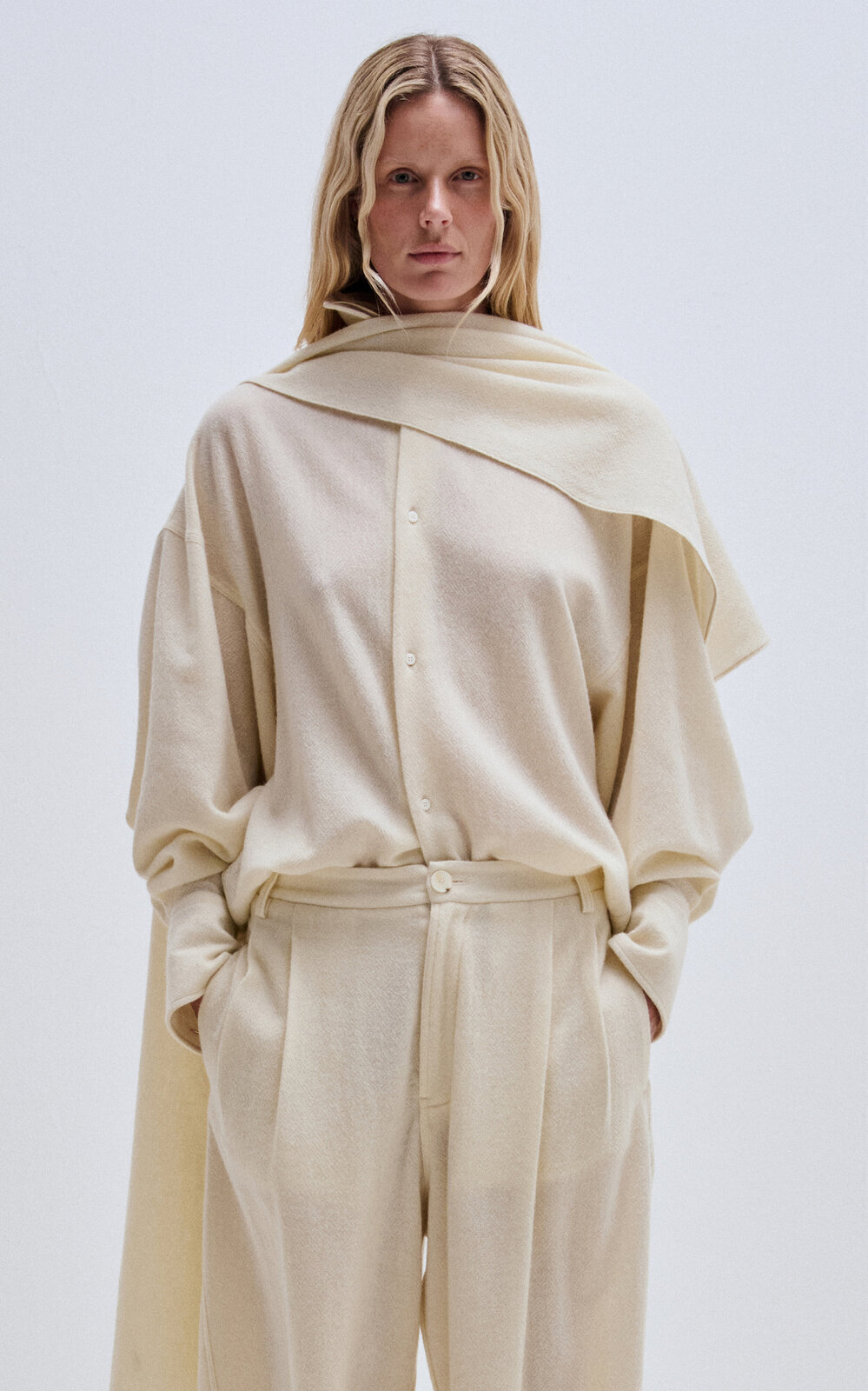 DARKPARK Georgia Cashmere-Wool Shirt with Detachable Scarf - Moda Operandi