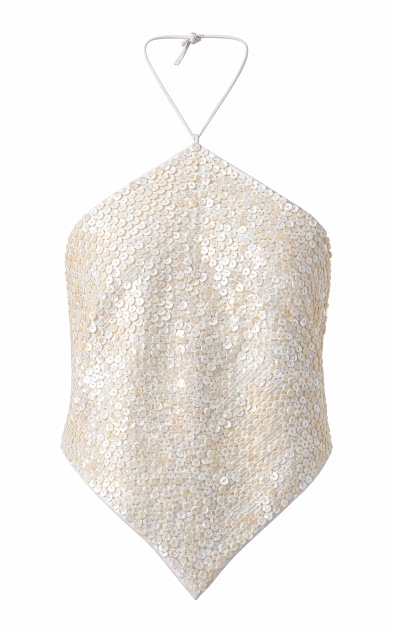 Chan Luu Cotton Mother-of-pearl Button Halter Top In Ivory