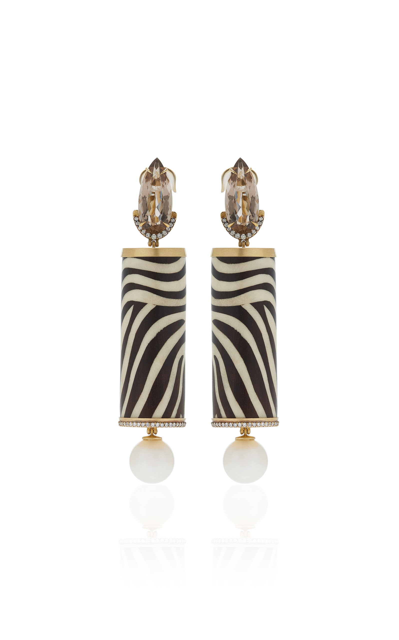 18K Yellow Gold Zebra Marquetry Earrings 2 18K Yellow Gold Zebra Marquetry Earrings 2
