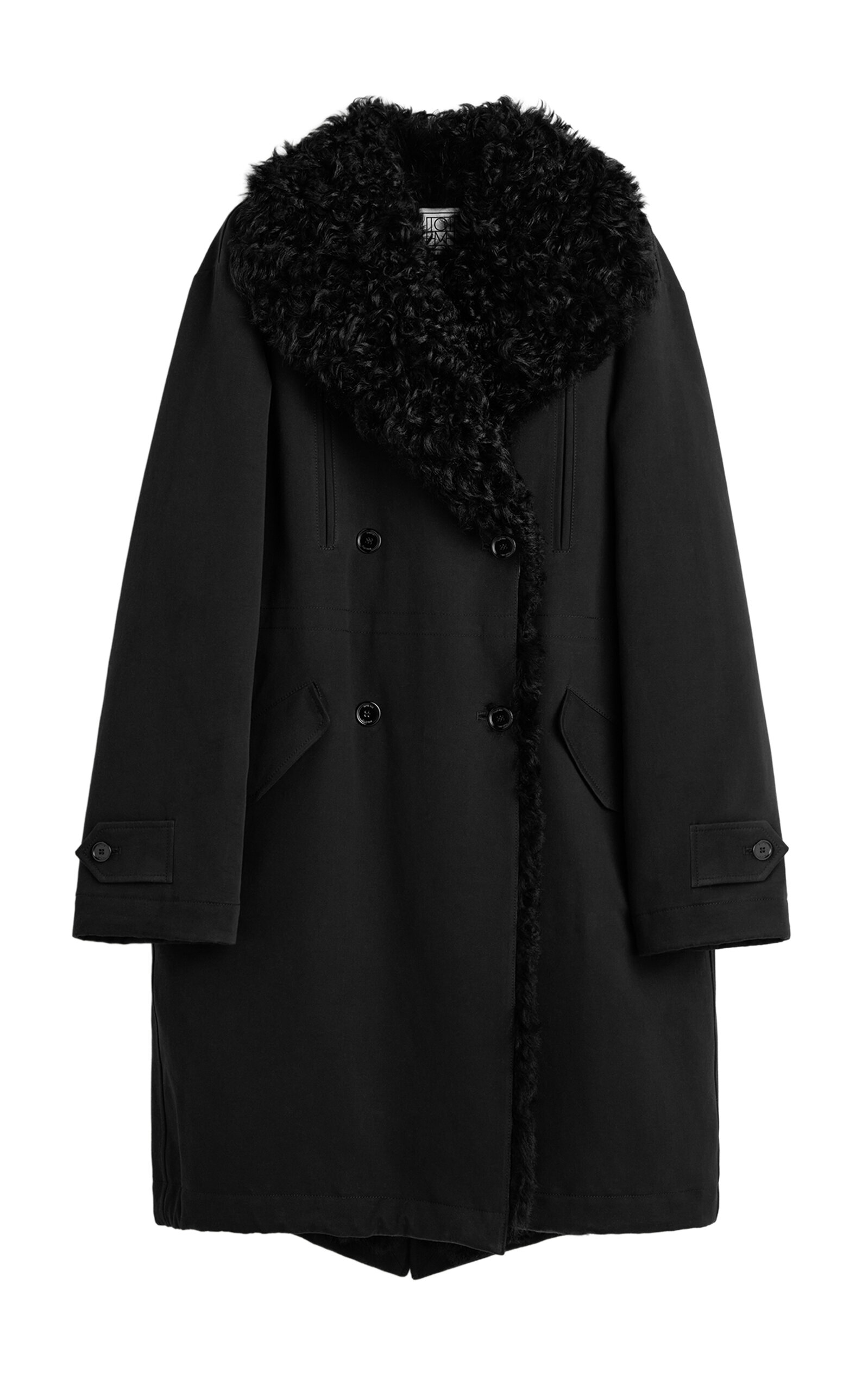 Toteme - Relaxed Shearling Cotton Parka  - Black - FR 32 - Moda Operandi
