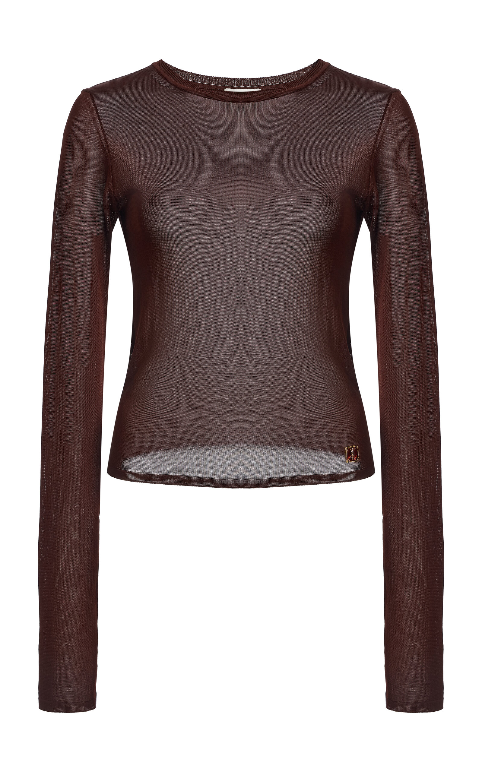 Saint Laurent - Long-Sleeved Chiffon Top - Brown - XS - Moda Operandi