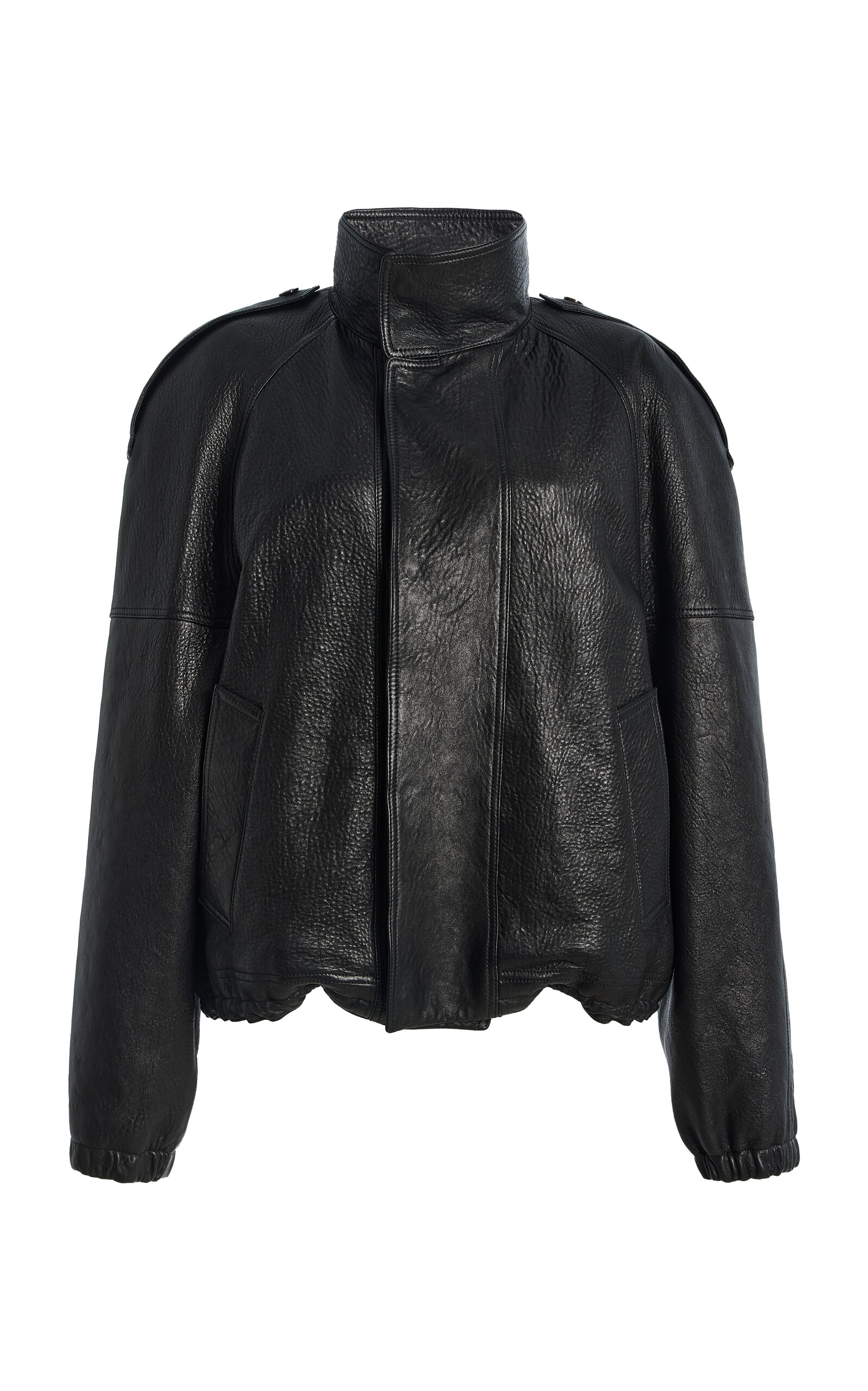 Saint Laurent - Collared Leather Jacket - Black - FR 40 - Moda Operandi