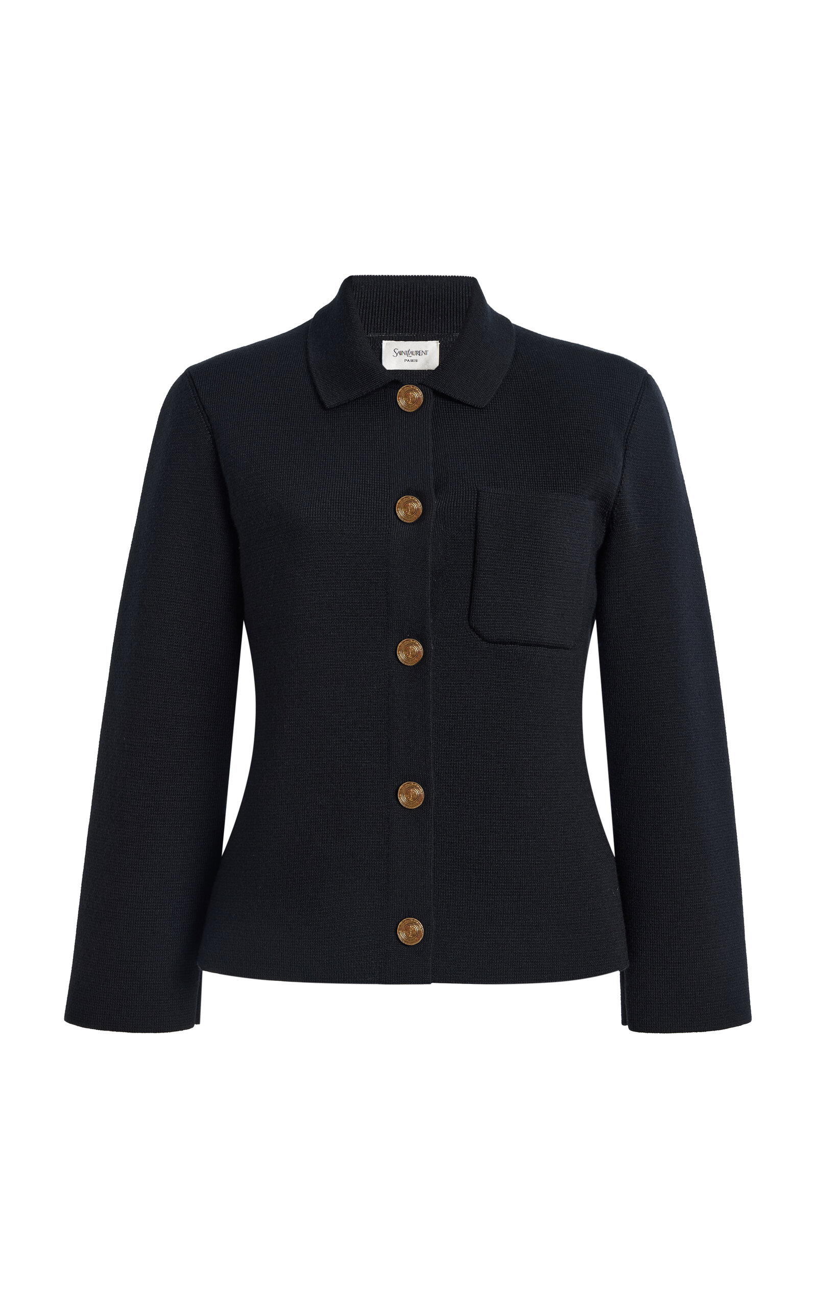 Saint Laurent Wool-Blend Textured Jacket — Black