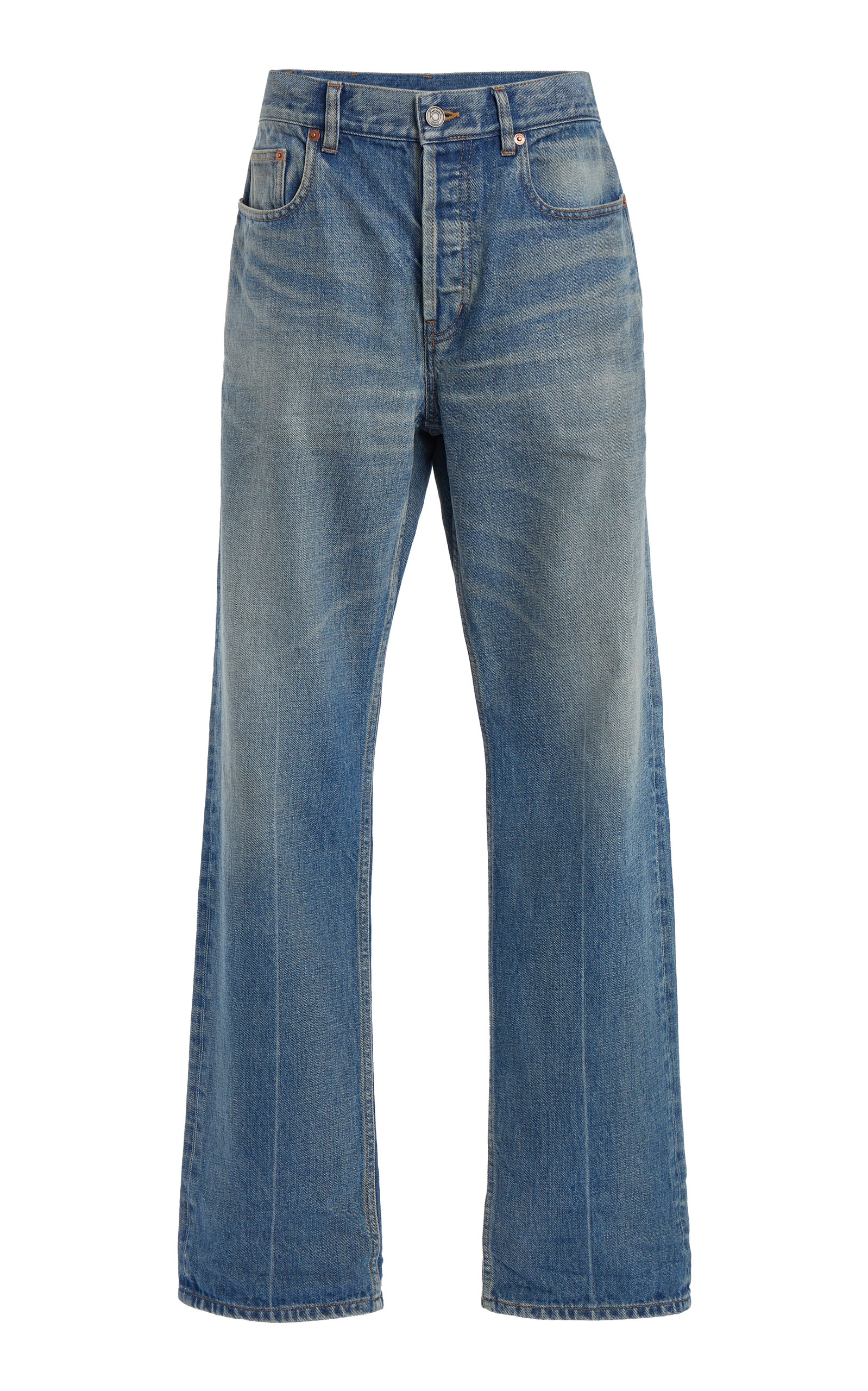 Saint Laurent Authentic Rigid Mid-Rise Straight-Leg Jeans - Moda Operandi