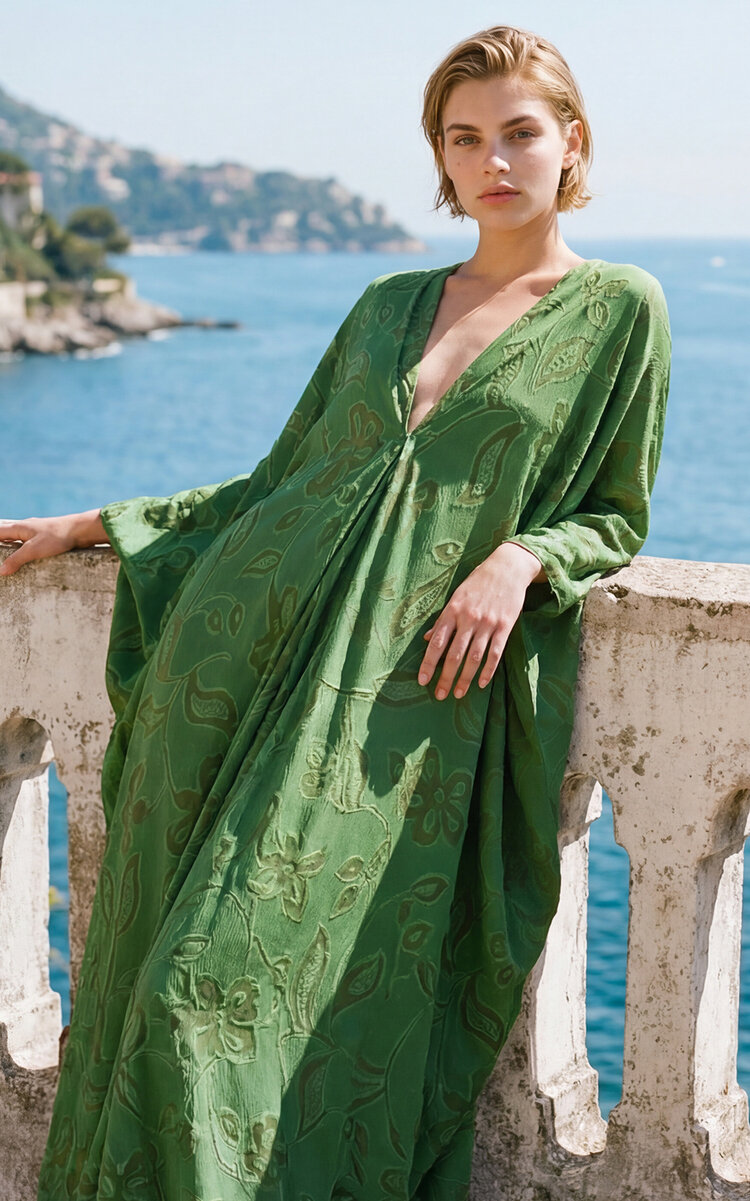 Alexis Andros Draped Caftan Dress