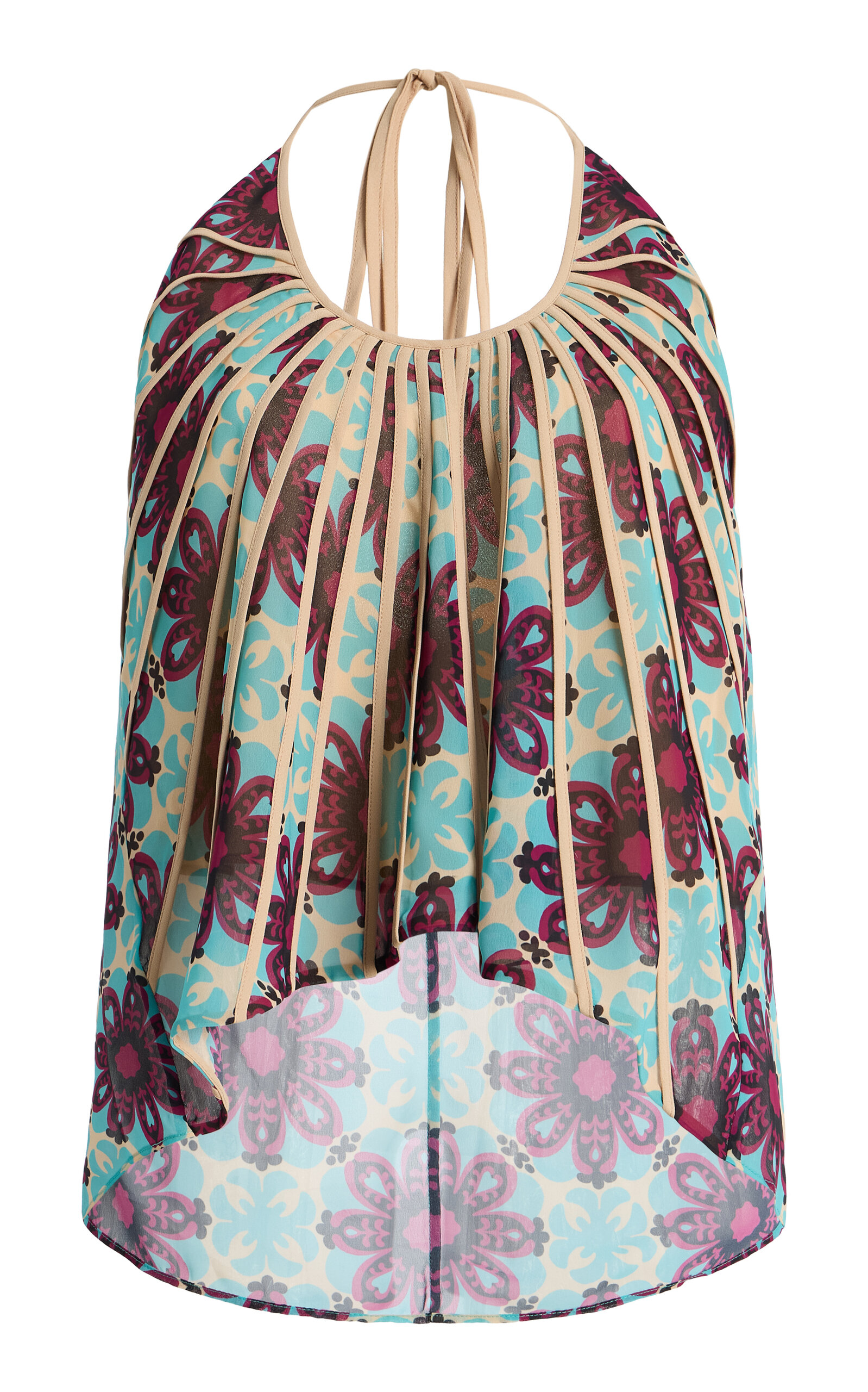 Rovena Printed Crepe Halter Top